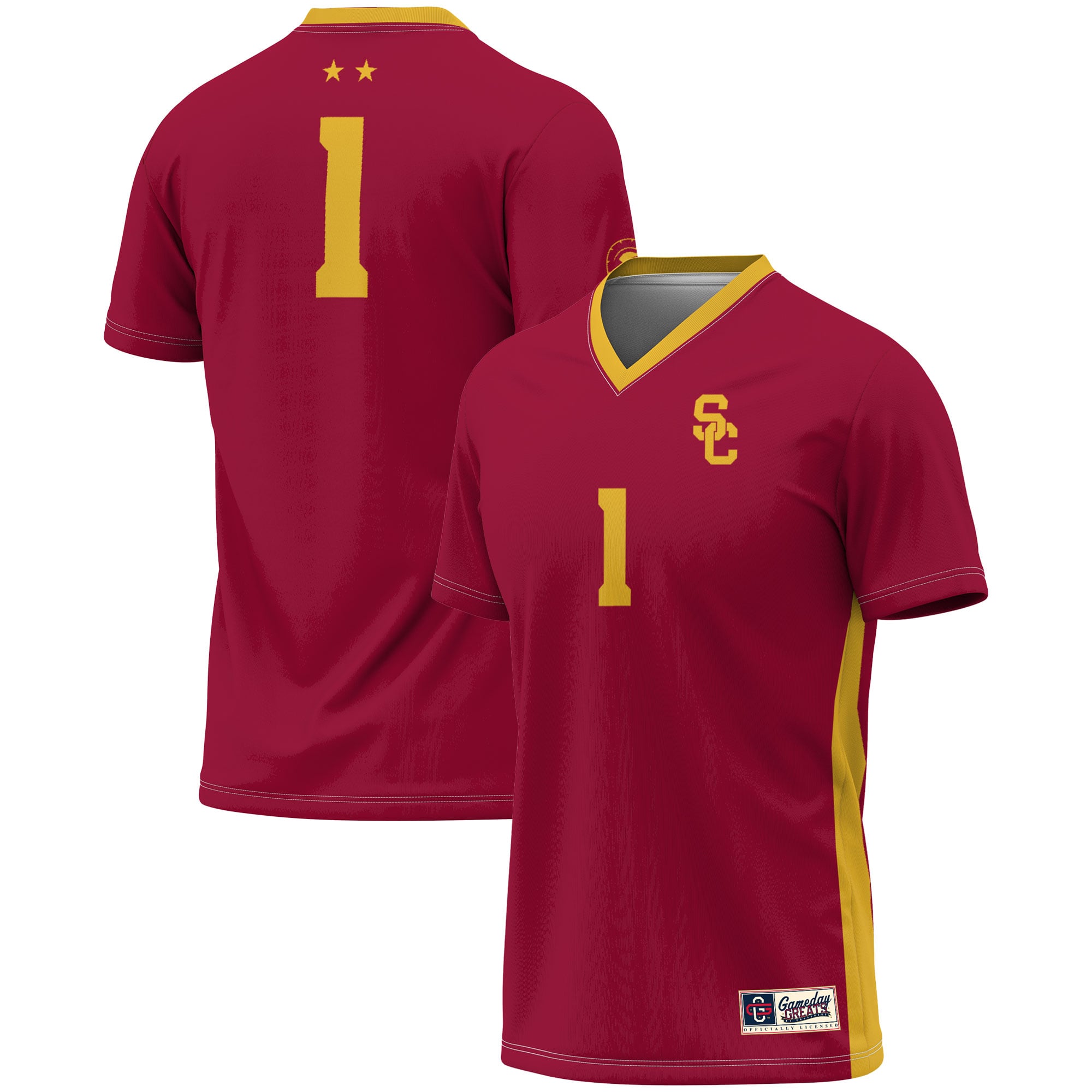 #1 USC Trojans Unisex Lightweight Soccer Fashion Jersey Cardinal - front view