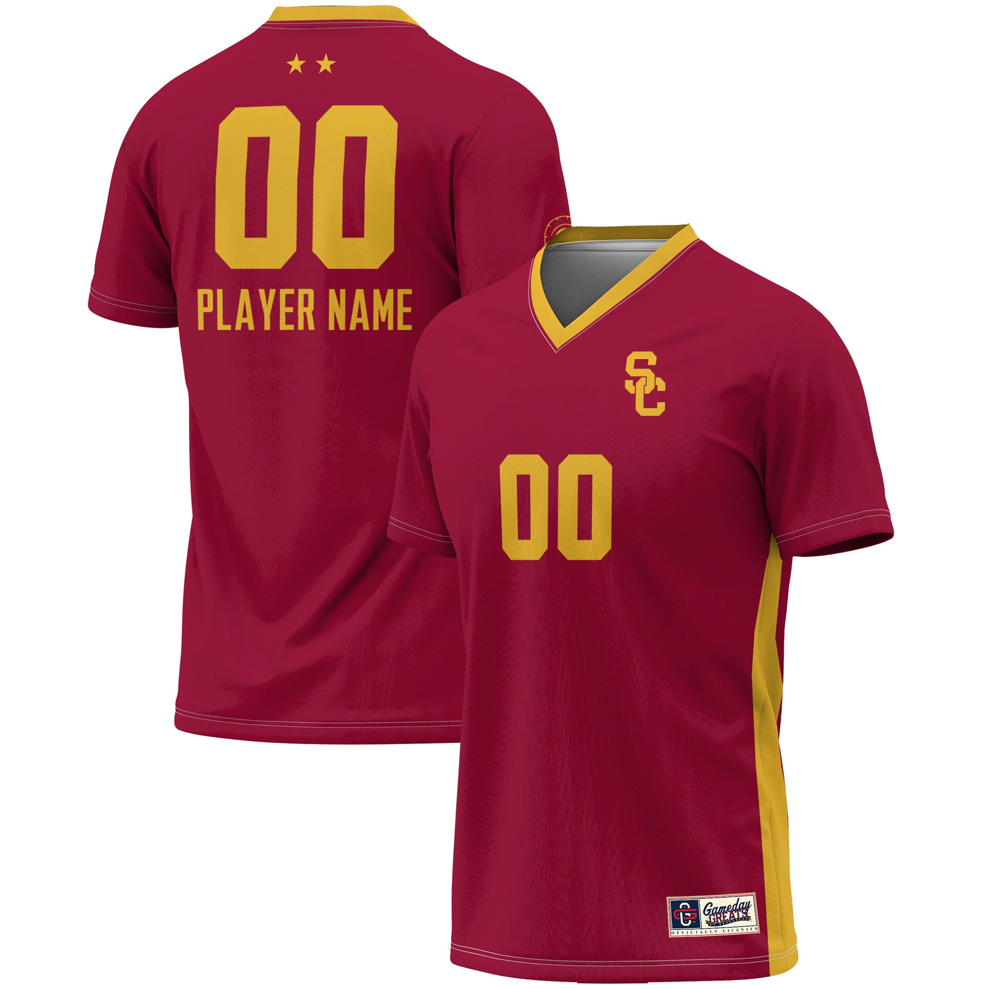 USC Trojans Youth Lightweight Soccer Jersey Cardinal - front and back view