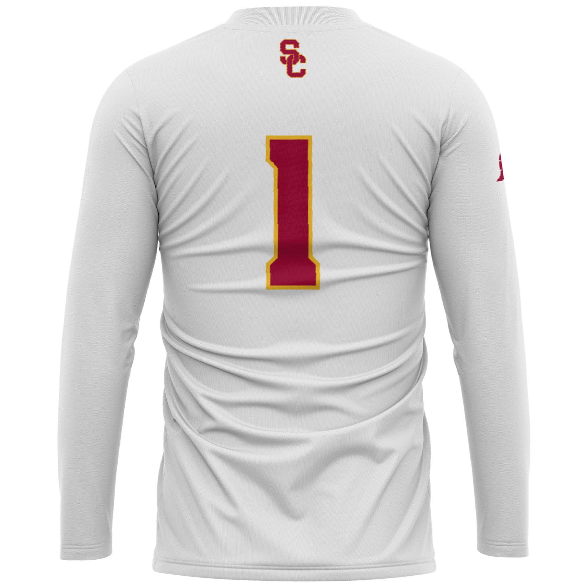#1 USC Trojans Unisex Lightweight Volleyball Jersey White - back view