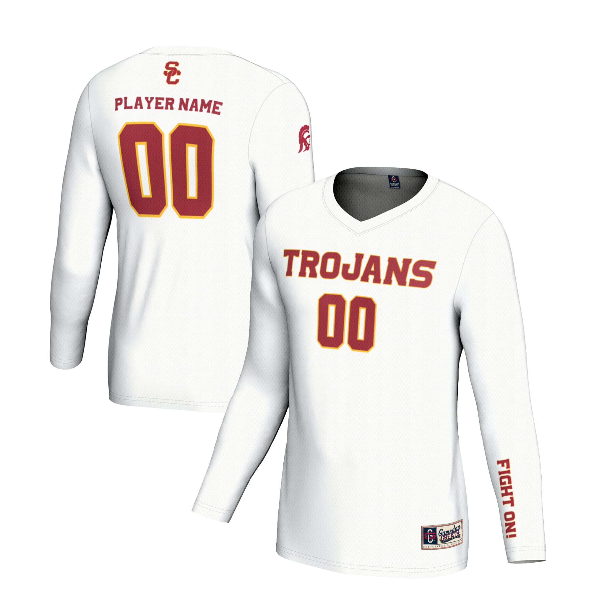USC Trojans Unisex Lightweight Volleyball Jersey - White - front and back view