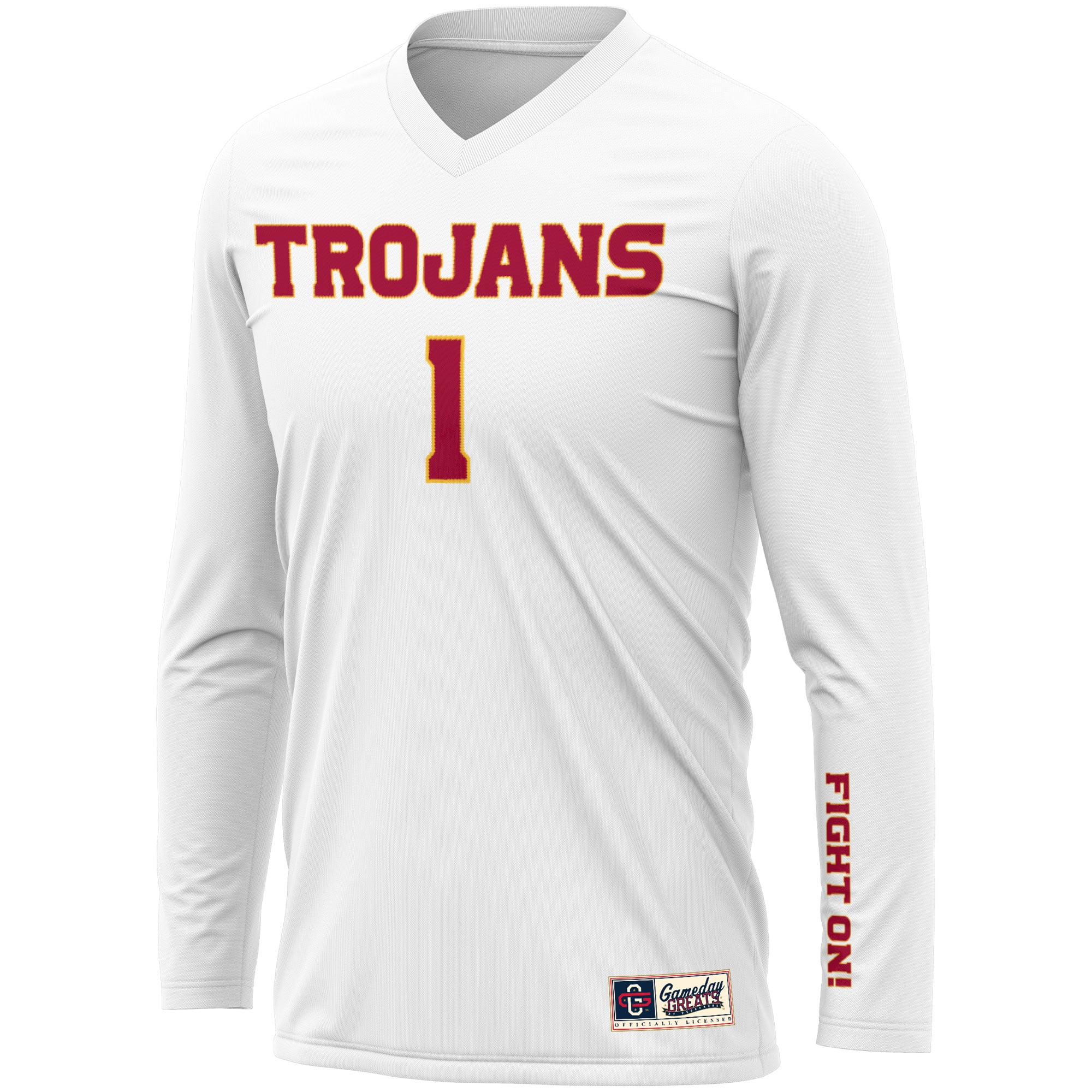 #1 USC Trojans Unisex Lightweight Volleyball Jersey White - front view