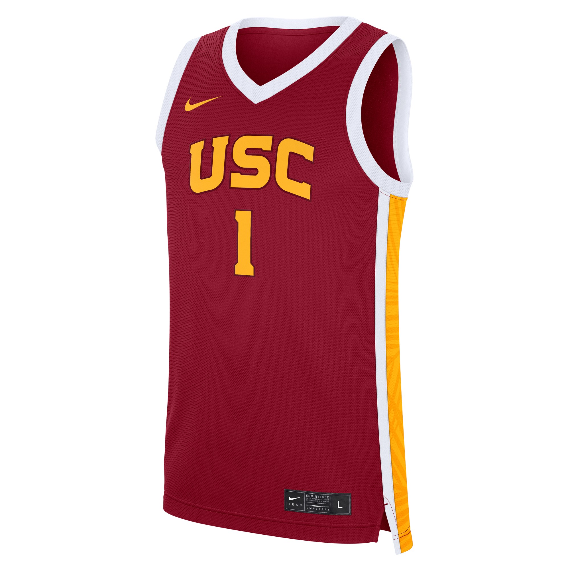 #1 USC Trojans Unisex Road Basketball Jersey Cardinal - front view