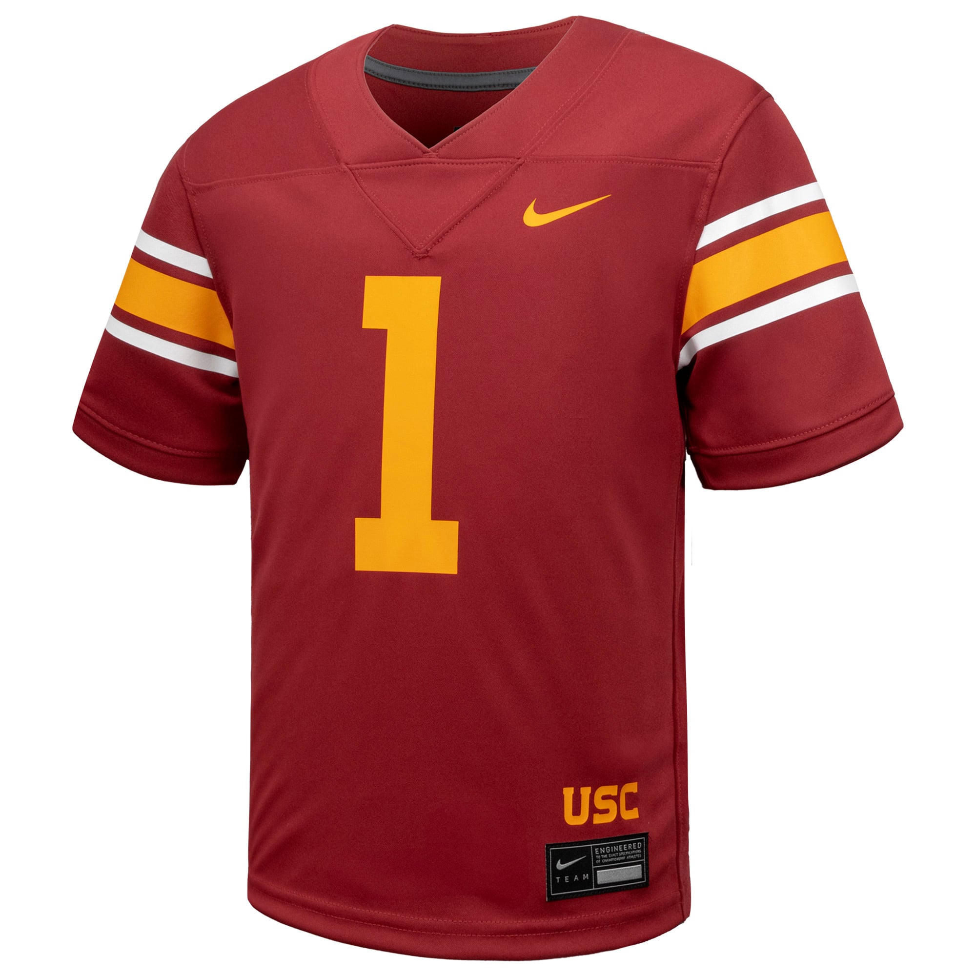 #1 USC Trojans Youth Alternate Football Jersey Cardinal - front view