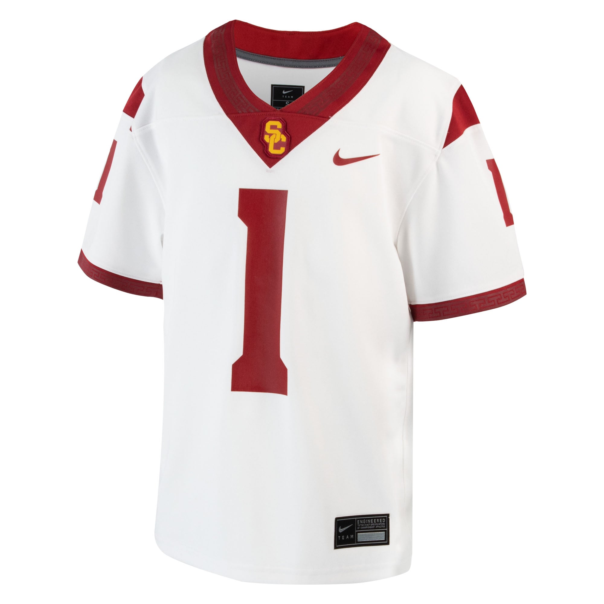#1 USC Trojans Youth Away Jersey White - front view