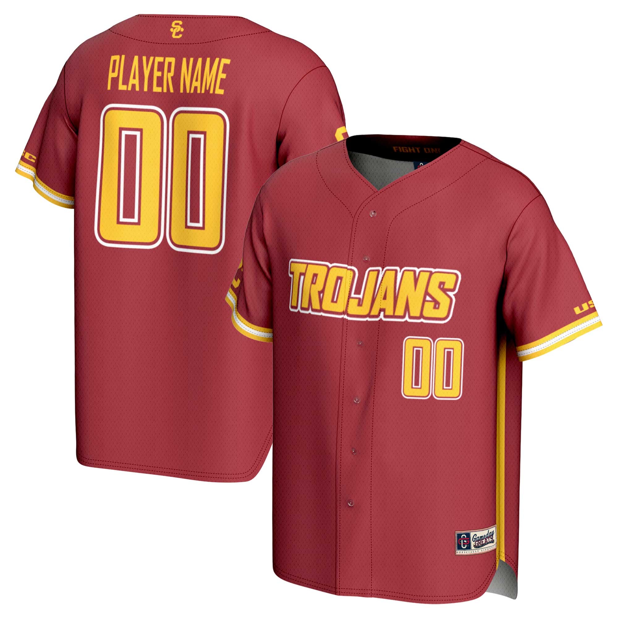 USC Trojans Youth Baseball Lightweight Jersey Cardinal - front and back view
