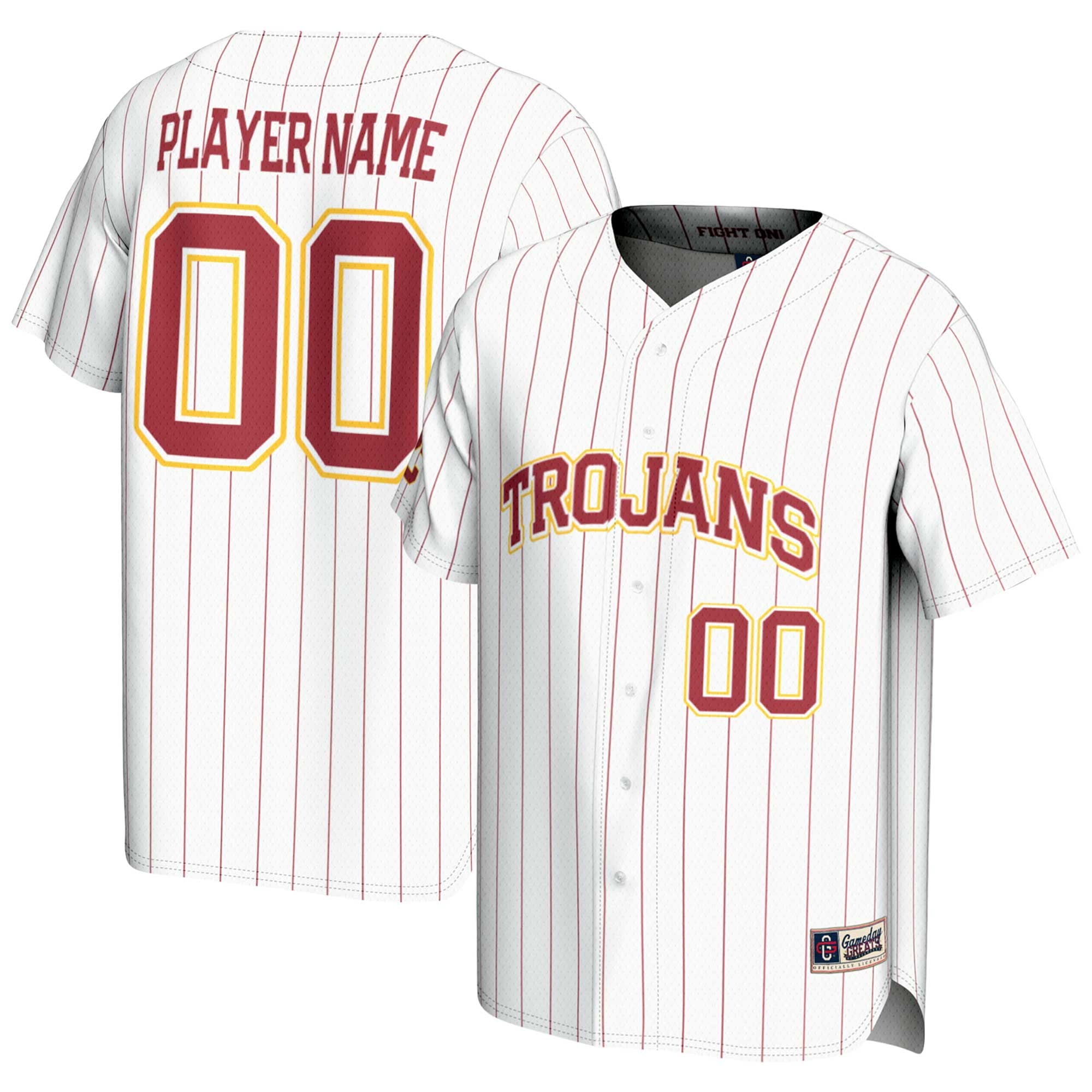 USC Trojans Youth Baseball Lightweight Jersey White - front and back view