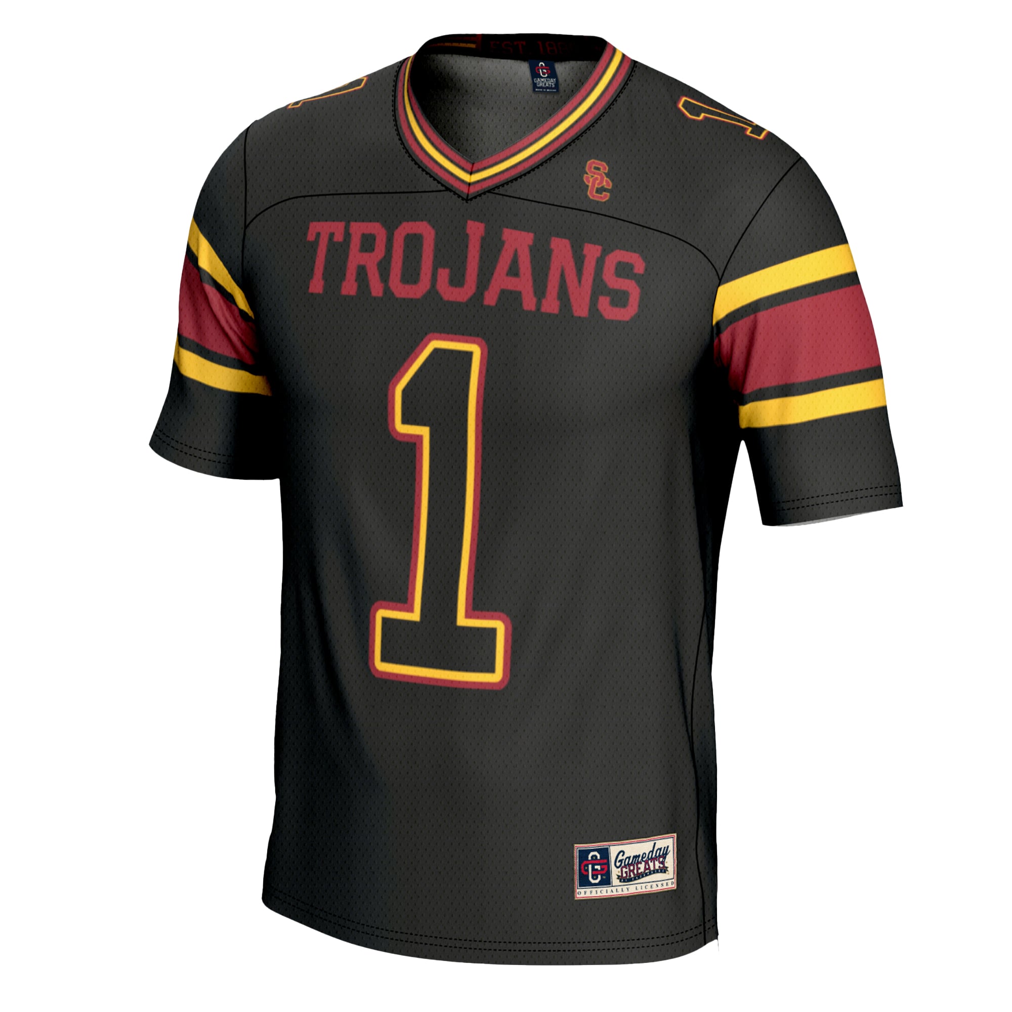 #1 USC Trojans Youth Football Jersey Black - front view