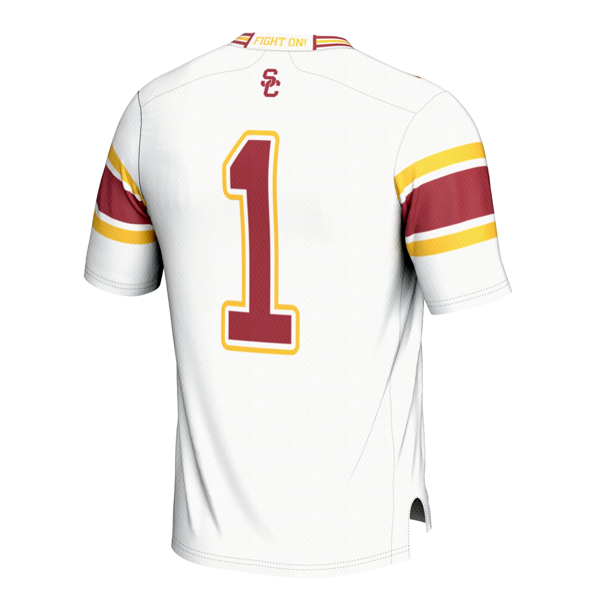 #1 USC Trojans Youth Football Jersey White - back view