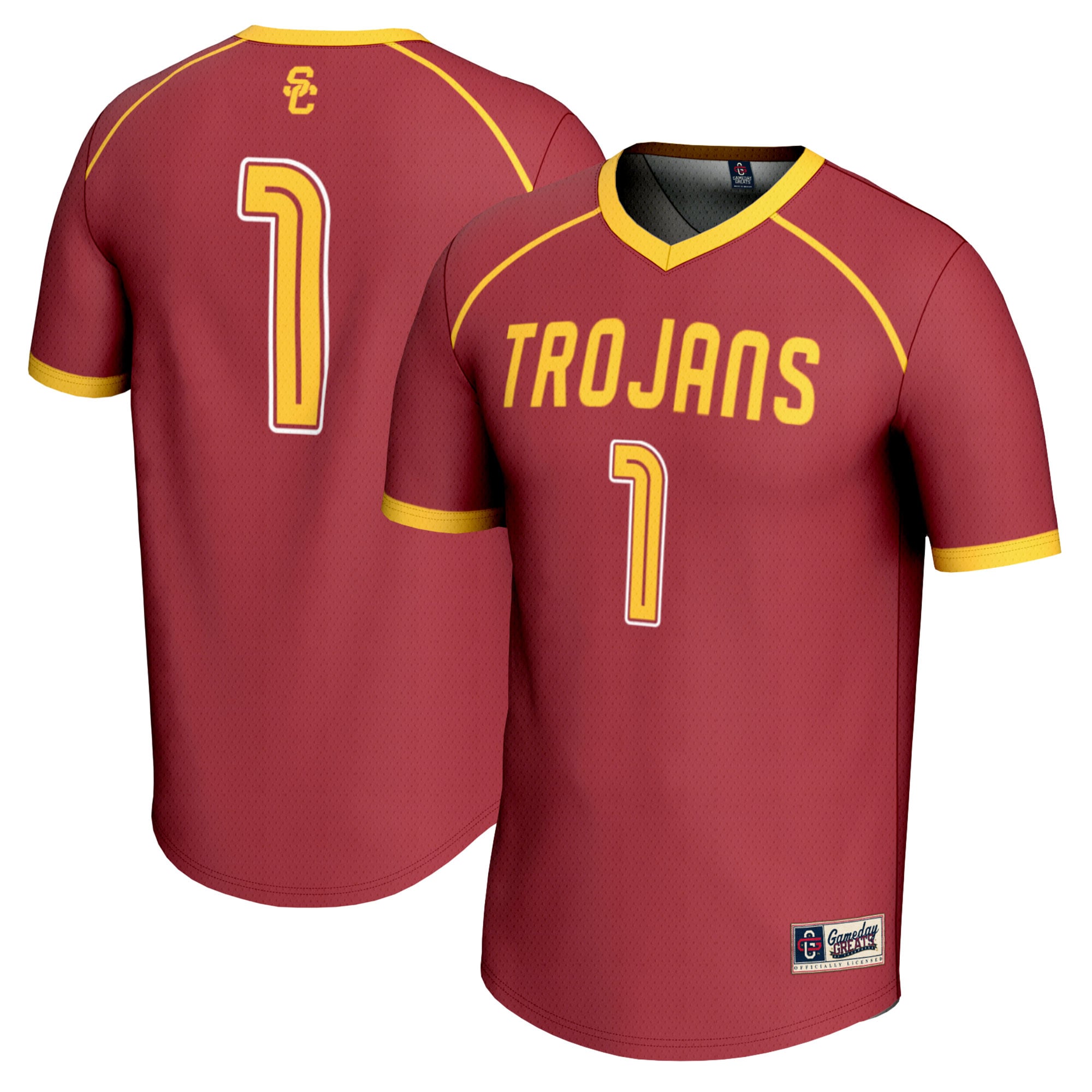 #1 USC Trojans Youth Lightweight Women's Lacrosse Jersey Cardinal - front and back view