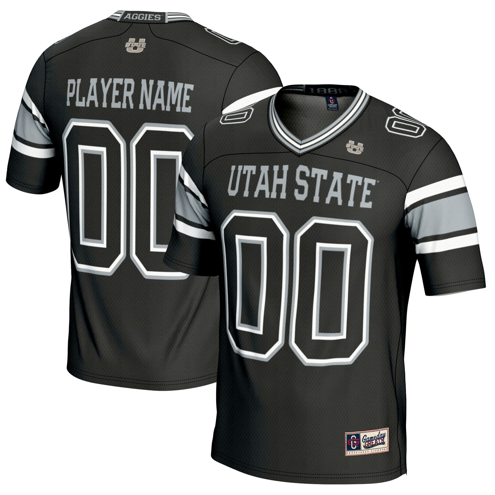 Utah State Aggies Football Jersey Black - front and back view