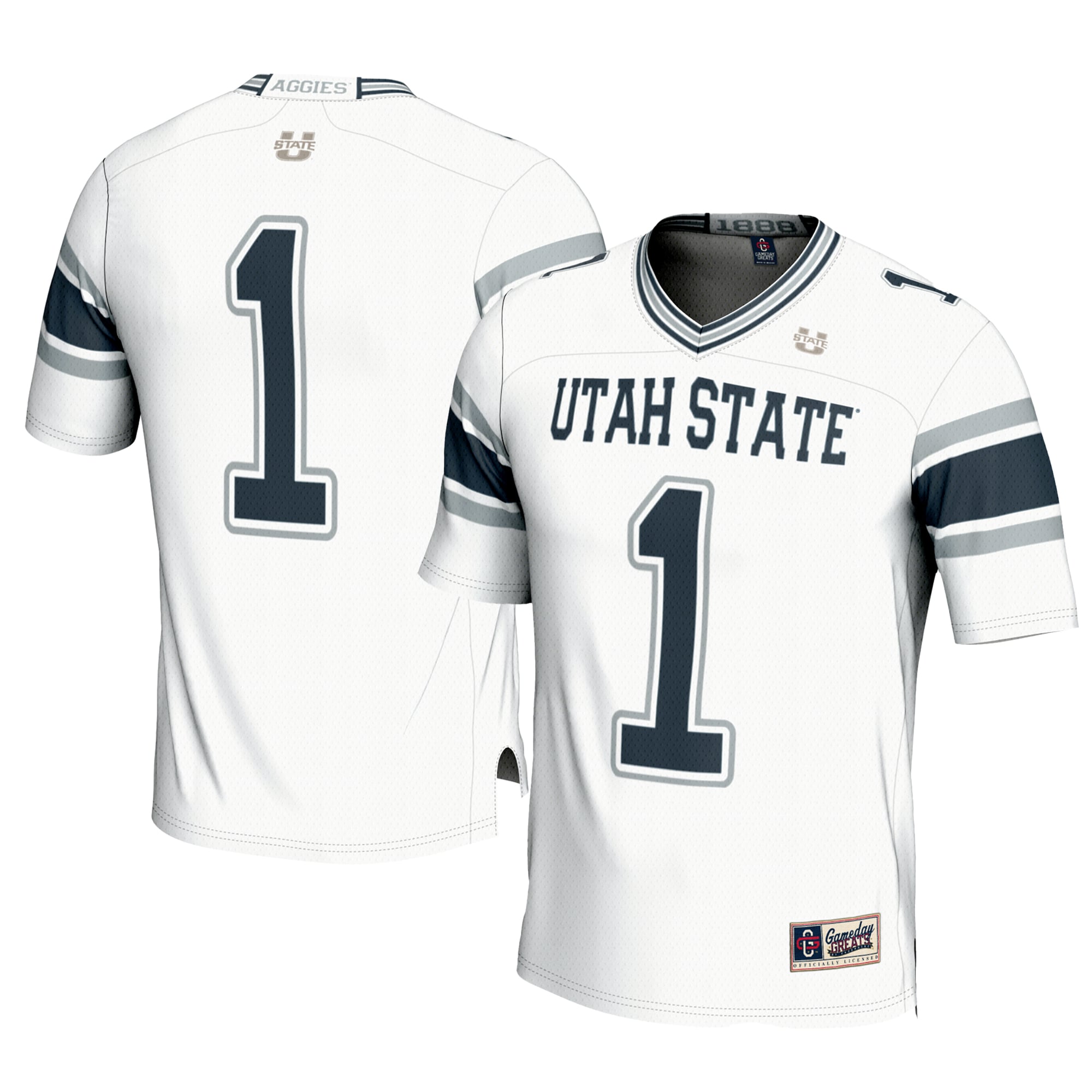 #1 Utah State Aggies Football Jersey White - front and back view