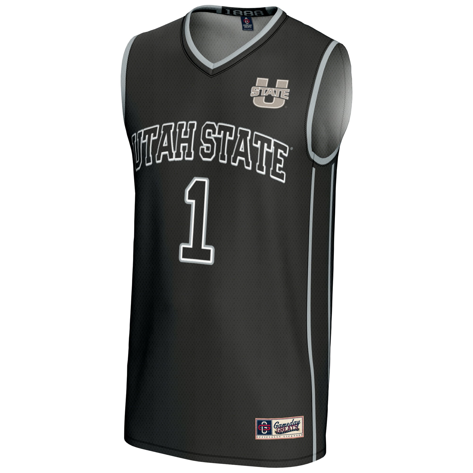 #1 Utah State Aggies Lightweight Basketball Jersey Black - front view
