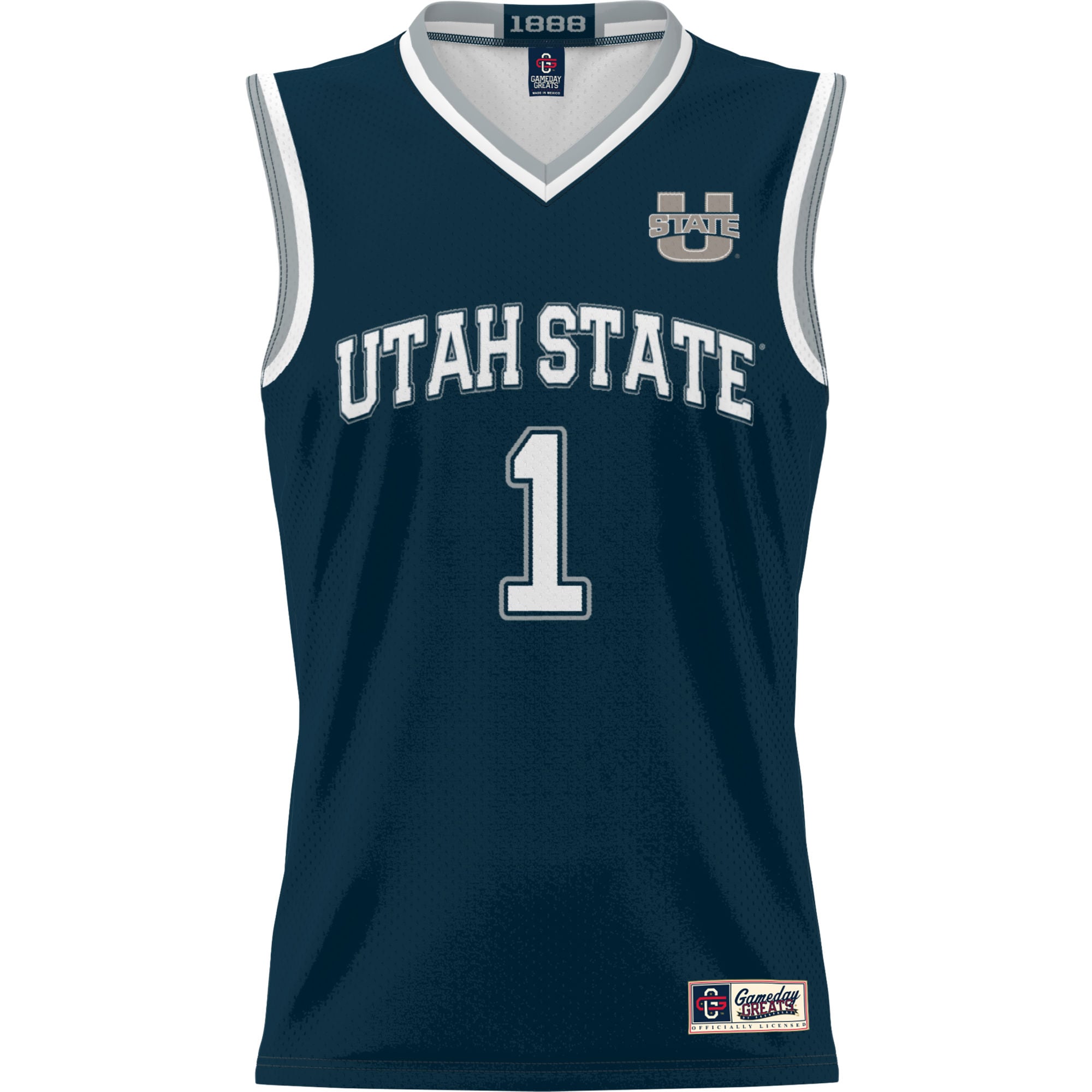 #1 Utah State Aggies Lightweight Basketball Jersey Navy - front view