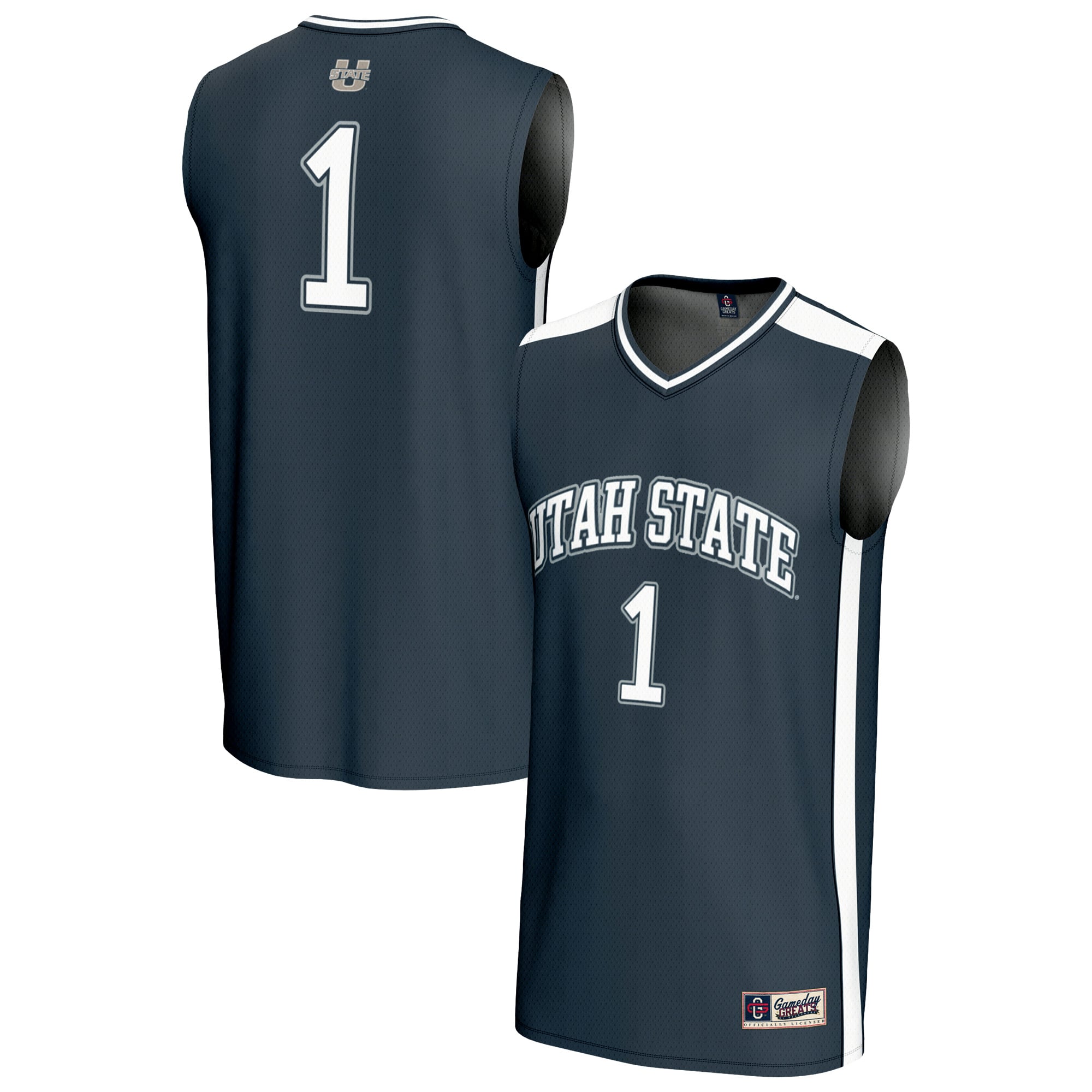 #1 Utah State Aggies Unisex Lightweight Basketball Fashion Jersey Navy - front and back view
