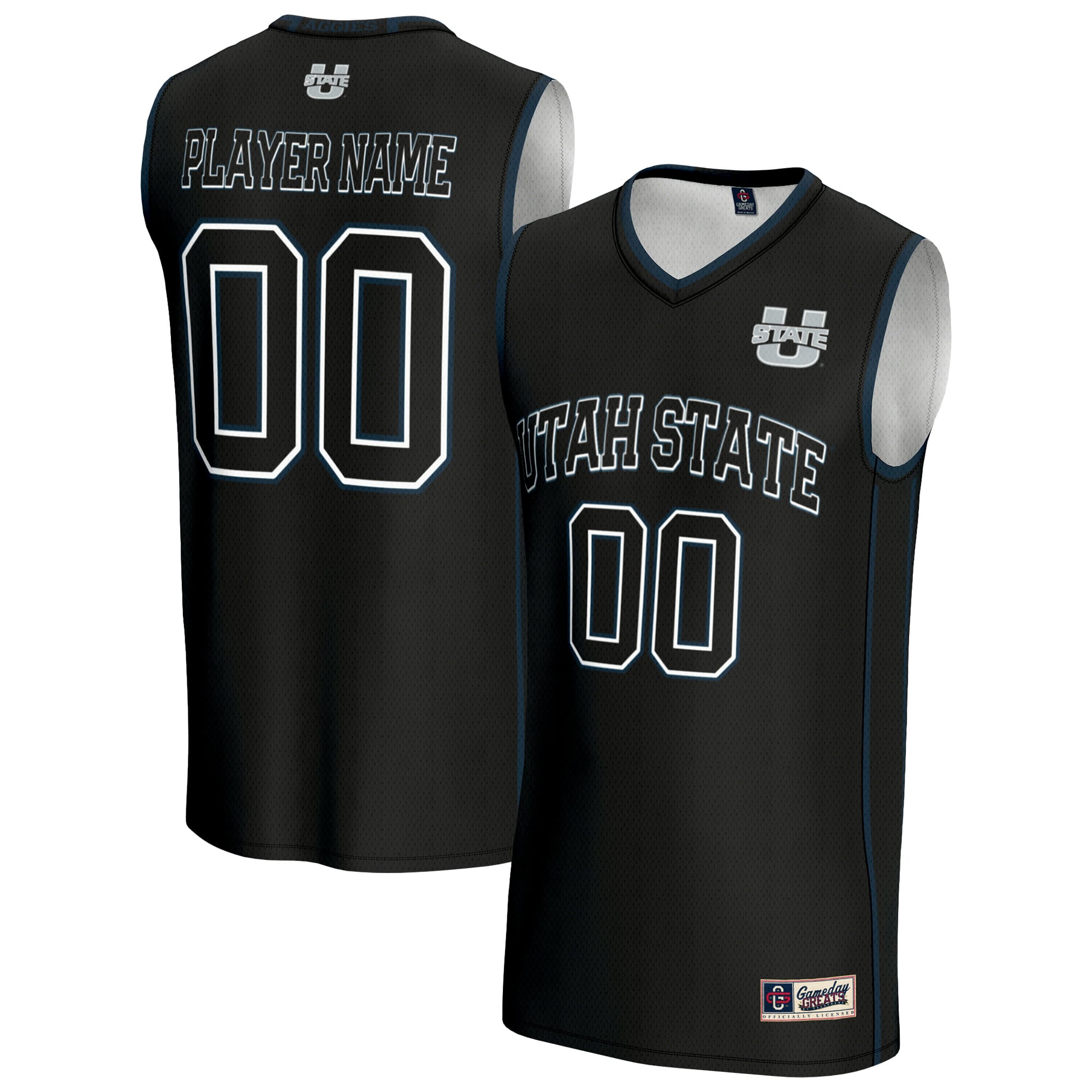 Utah State Aggies Youth Lightweight Men's Basketball Jersey Black - front and back view
