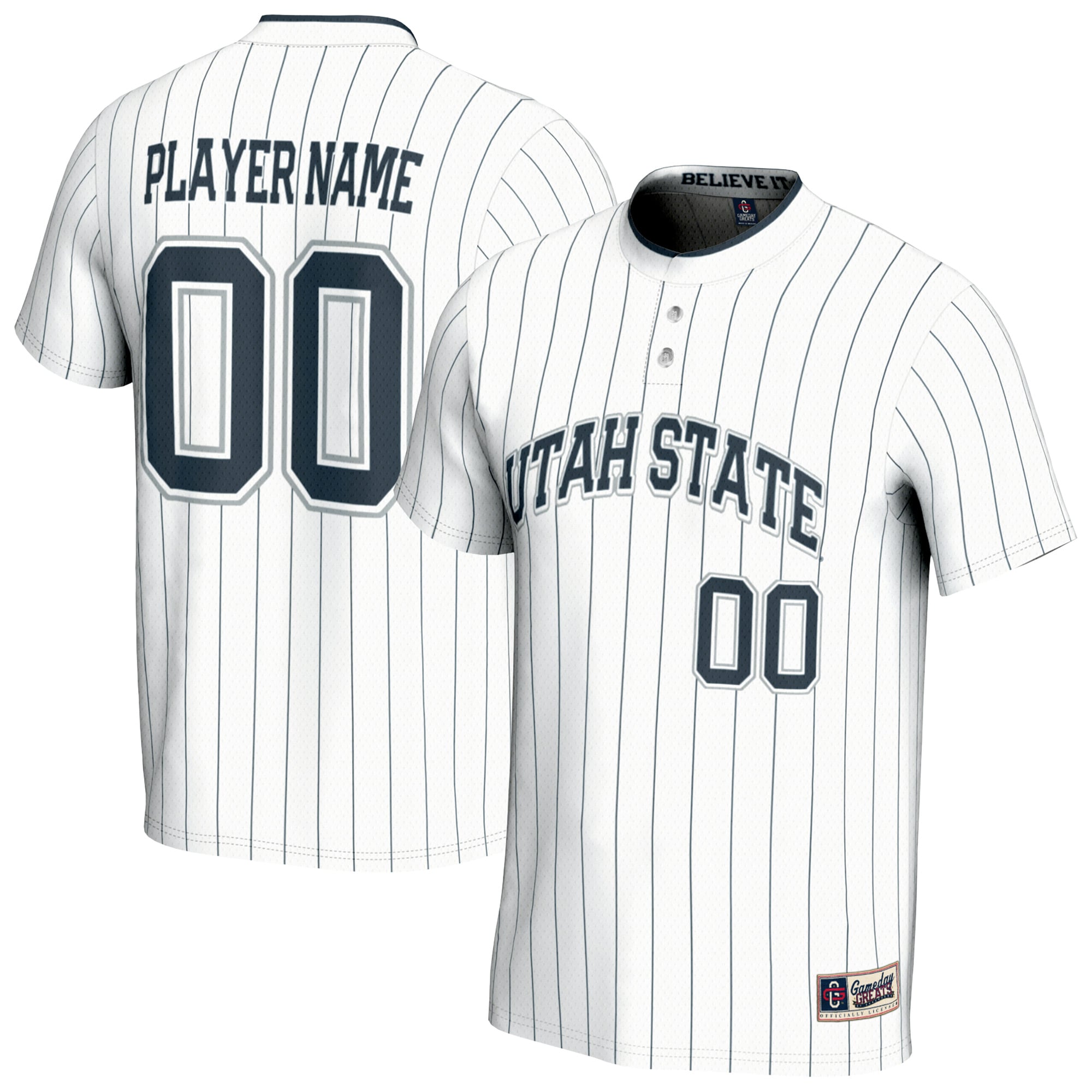 Utah State Aggies Unisex Lightweight Softball Fashion Jersey White - front and back view