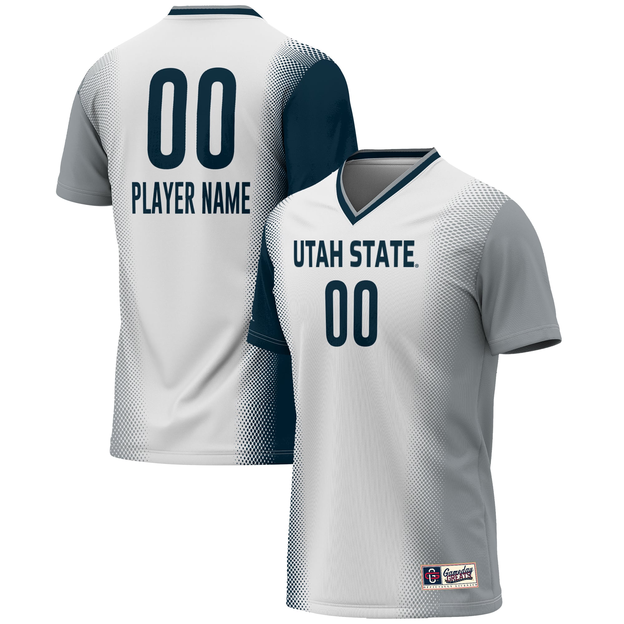 Utah State Aggies Unisex Lightweight Women's Soccer Jersey White - front and back view