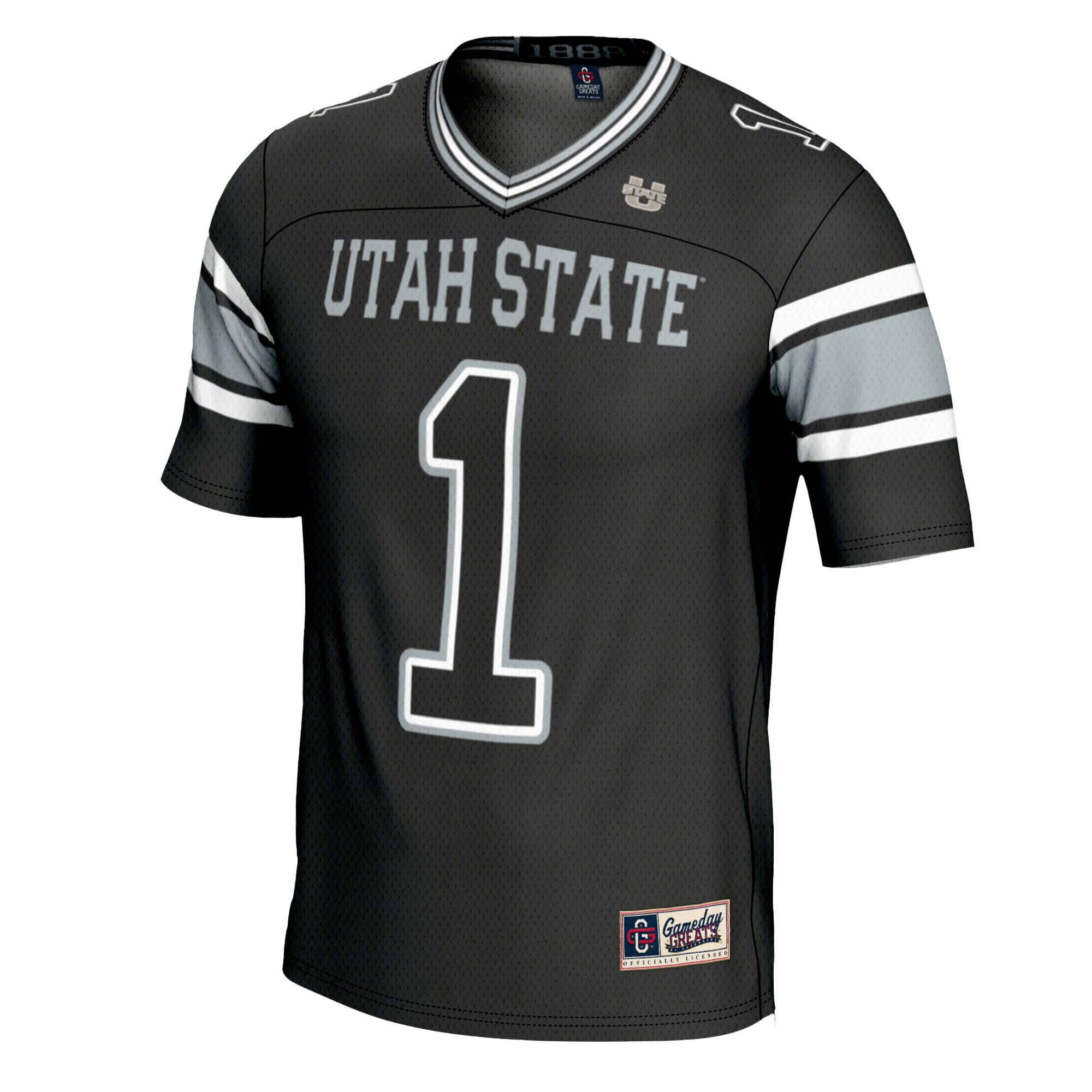 #1 Utah State Aggies Youth Football Jersey Black - front view