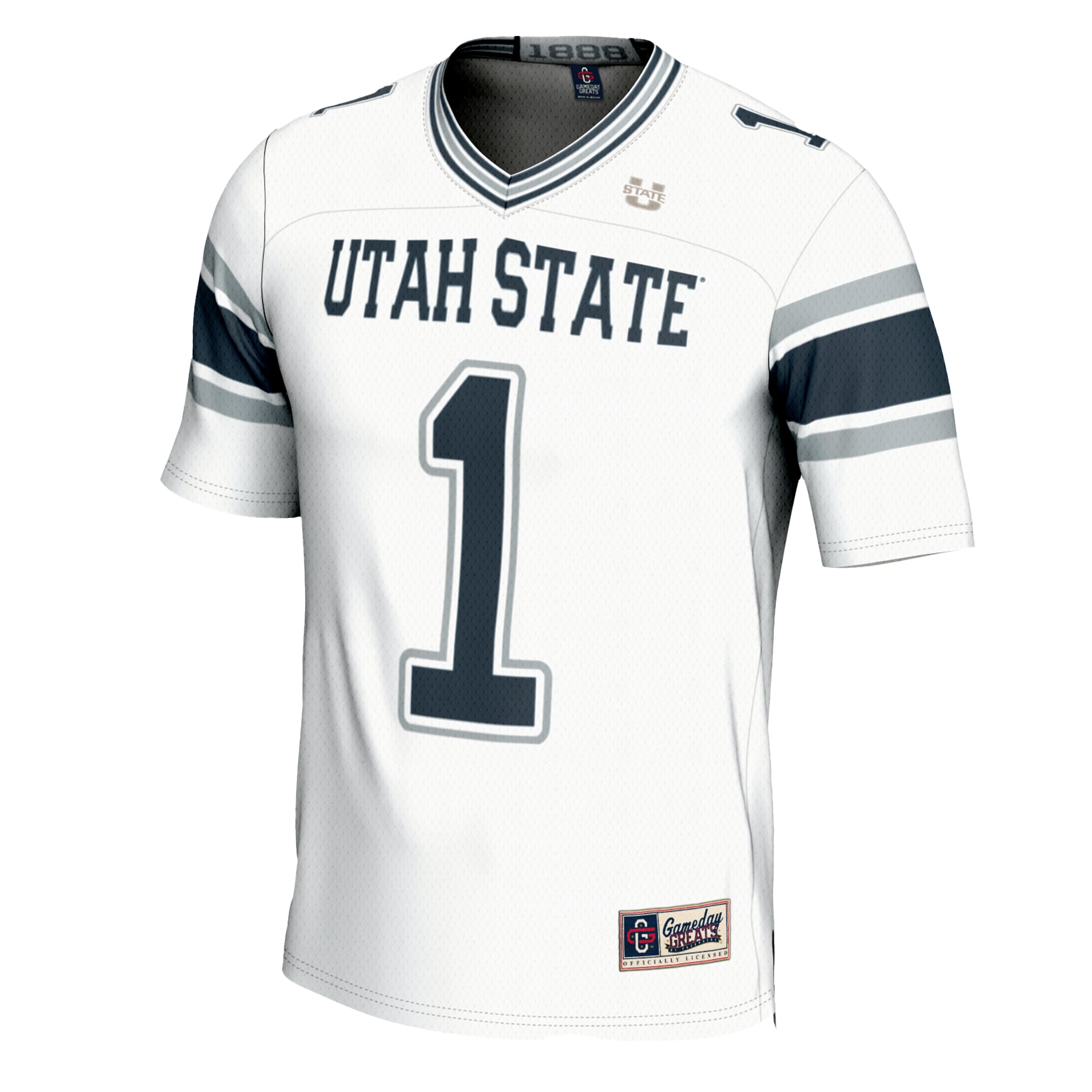 #1 Utah State Aggies Youth Football Jersey White - front view