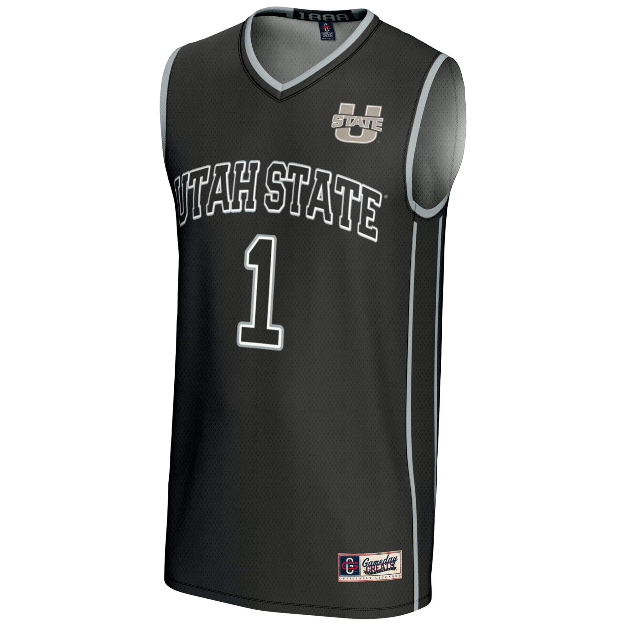 #1 Utah State Aggies Youth Lightweight Basketball Jersey Black - front view