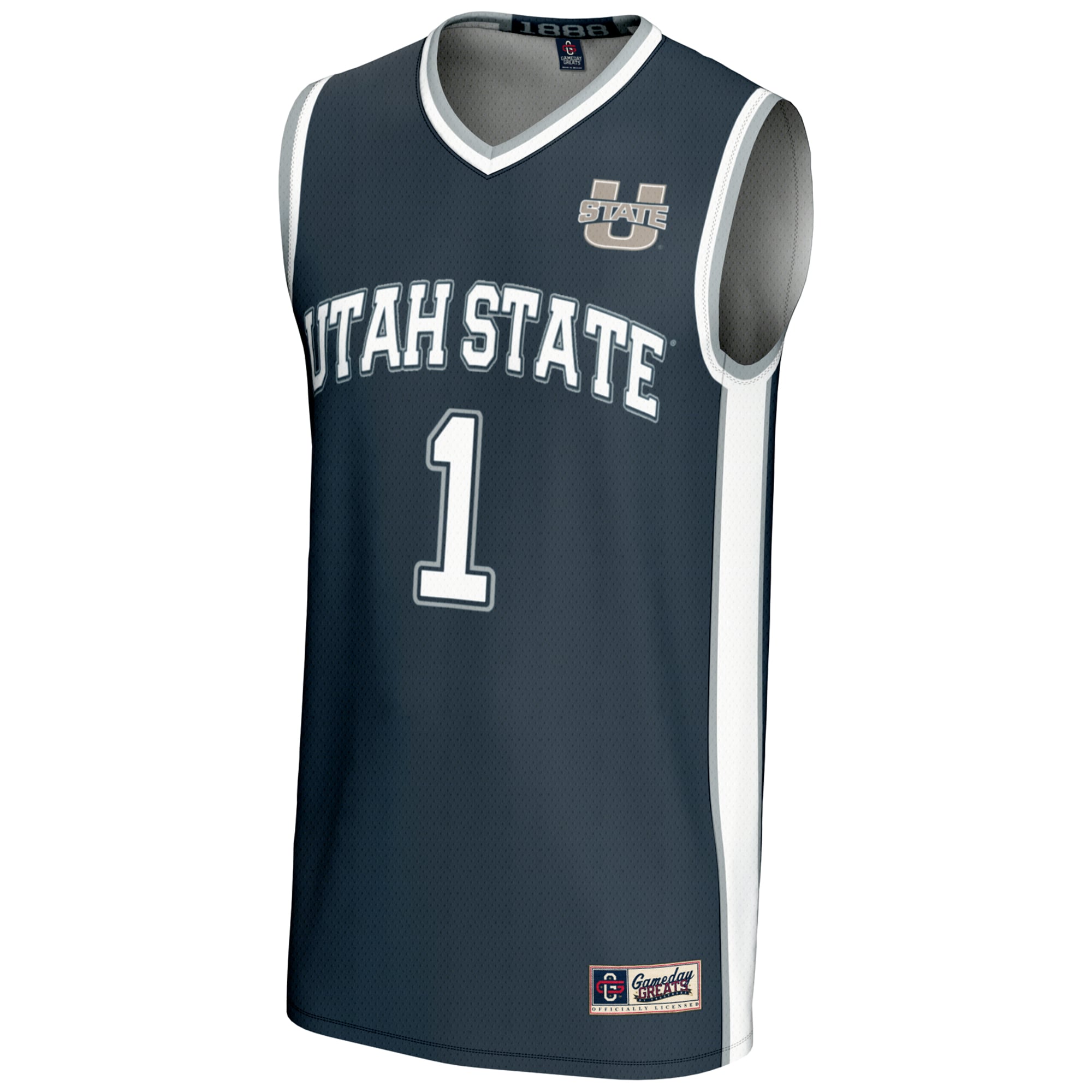 #1 Utah State Aggies Youth Lightweight Basketball Jersey Navy - front view