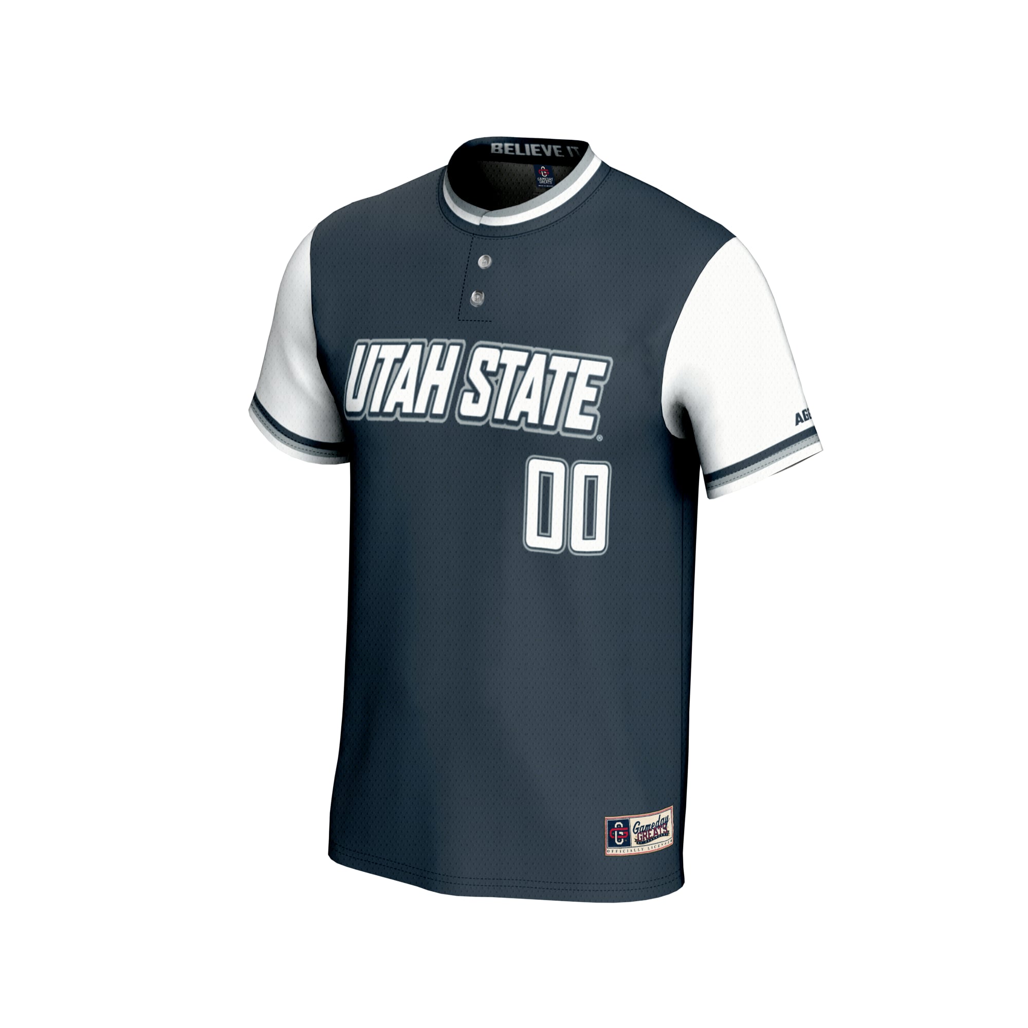 Utah State Aggies Youth Lightweight Softball Fashion Jersey Navy - front view