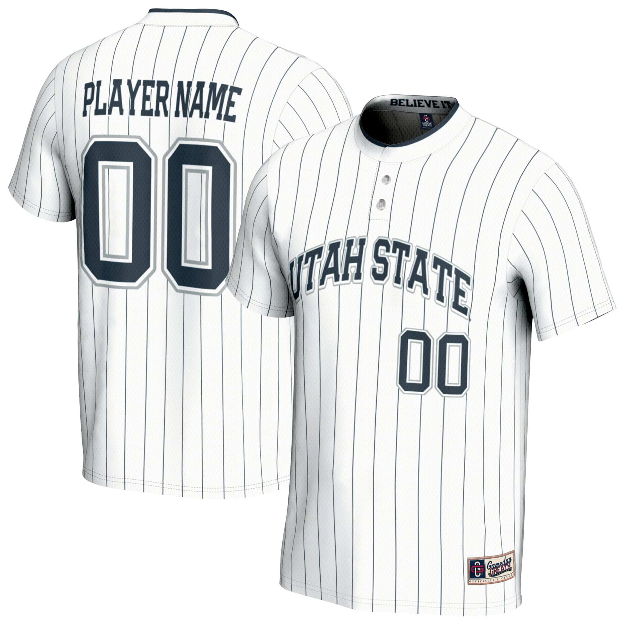 Utah State Aggies Youth Lightweight Softball Fashion Jersey White - front and back view