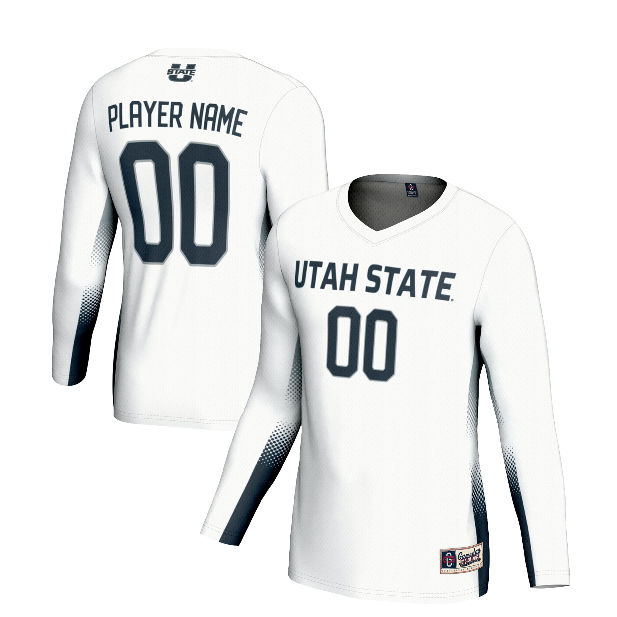 Utah State Aggies Youth Lightweight Volleyball Jersey White - front and back view