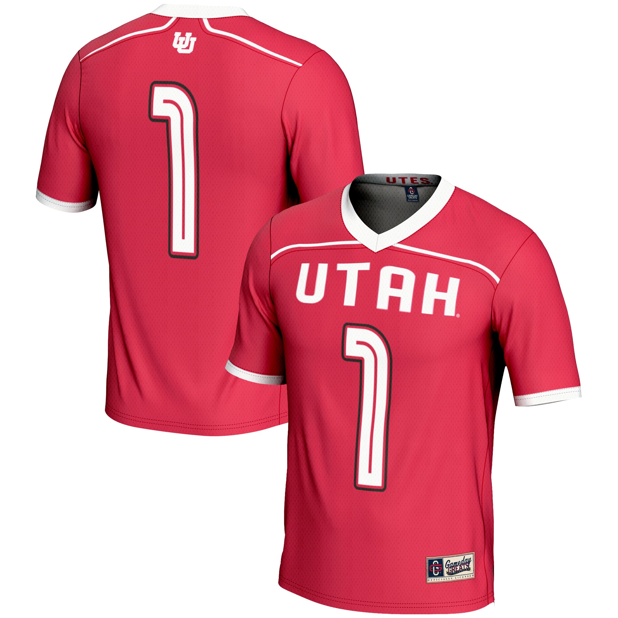 Utah Utes #1 Lightweight Lacrosse Jersey Red - front and back view
