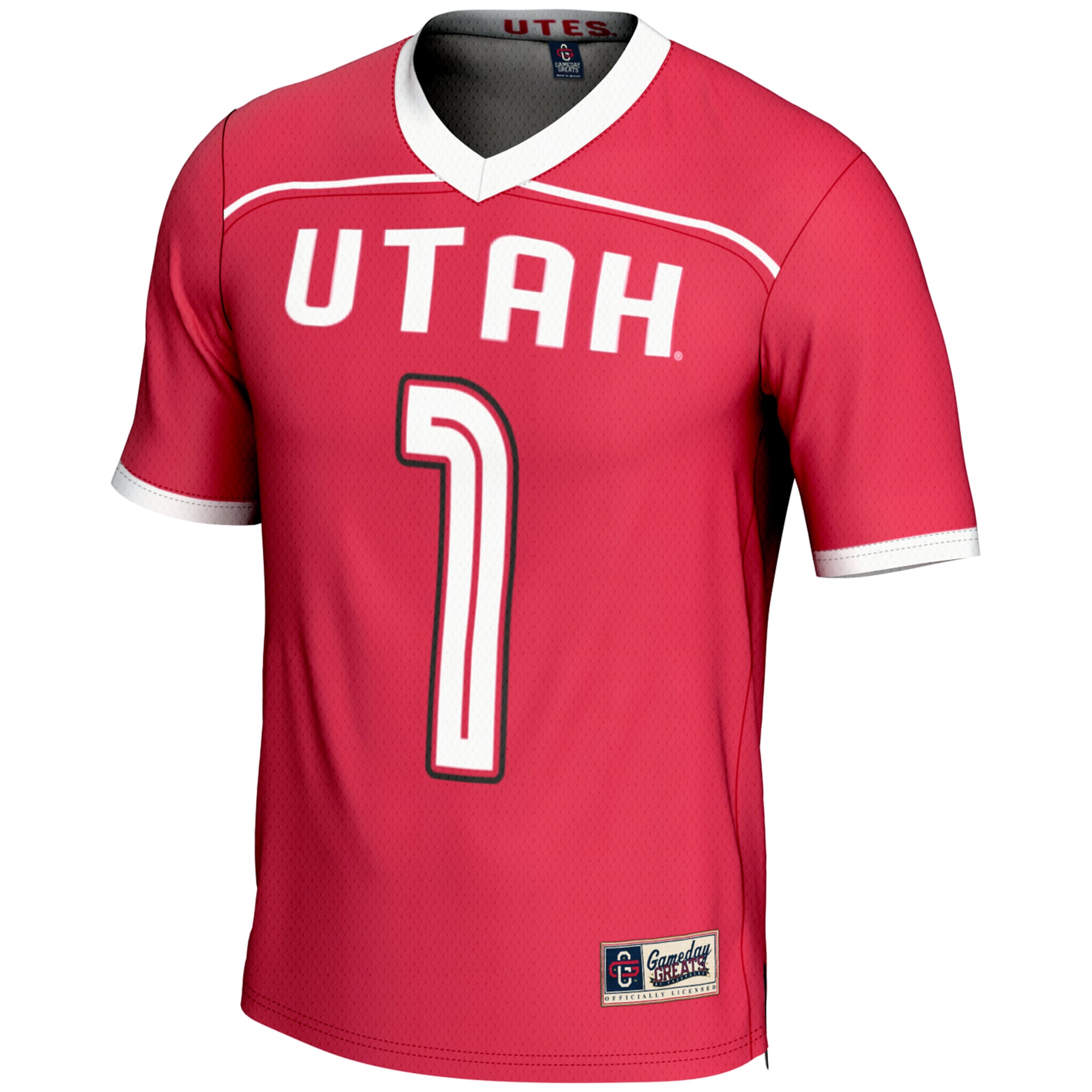 Utah Utes #1 Lightweight Lacrosse Jersey Red - front view