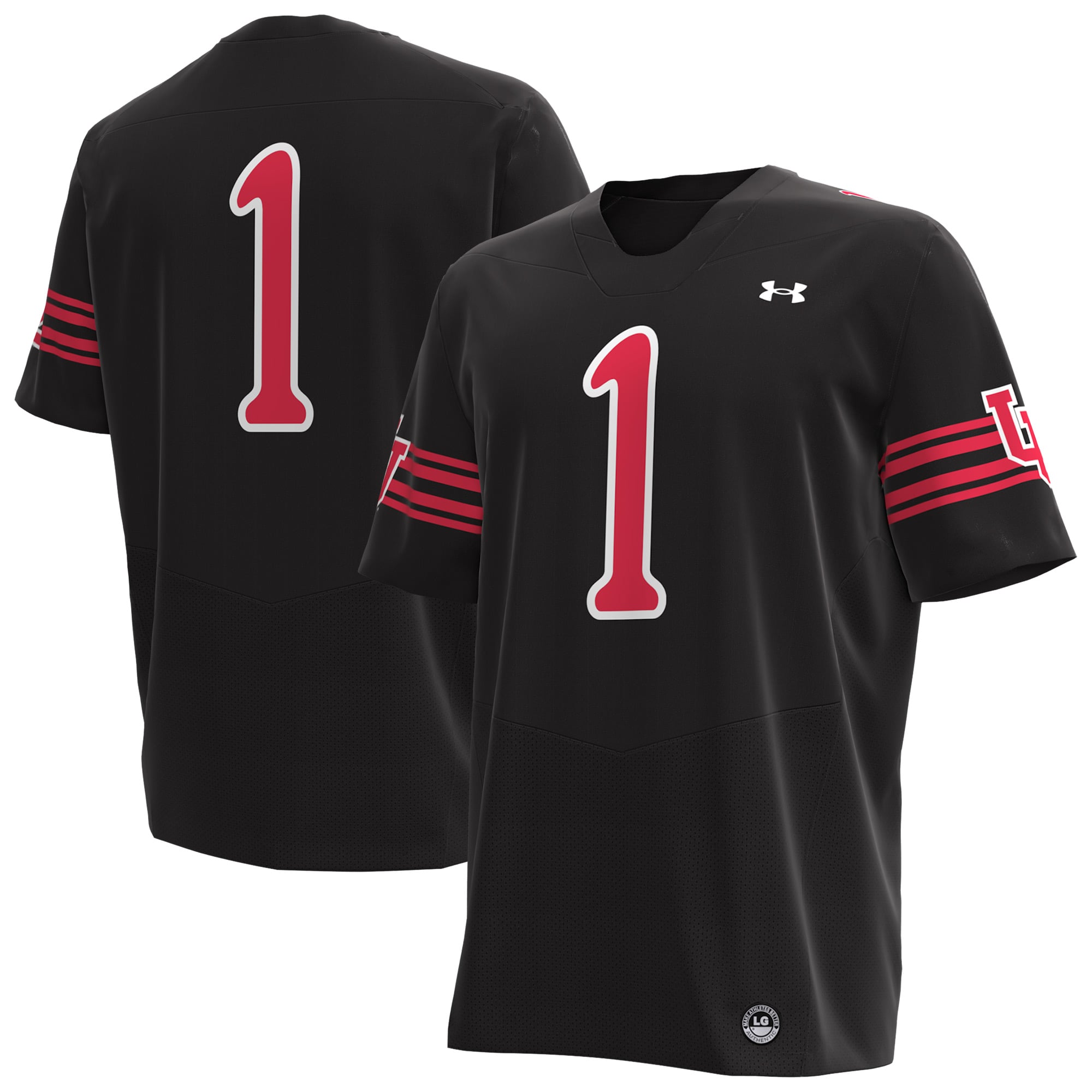 #1 Utah Utes Football Jersey Black - front and back view