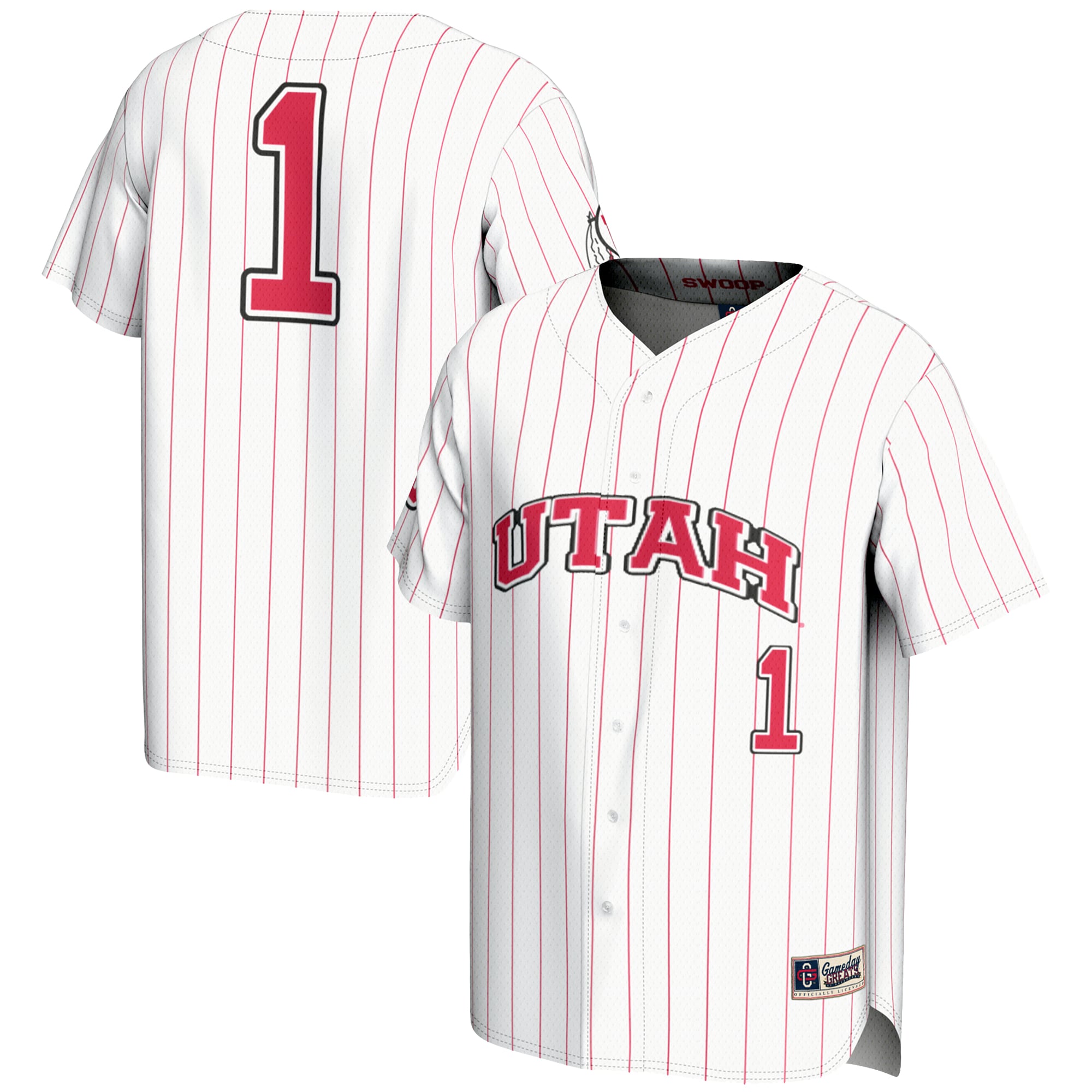 #1 Utah Utes Lightweight Baseball Fashion Jersey White - front and back view