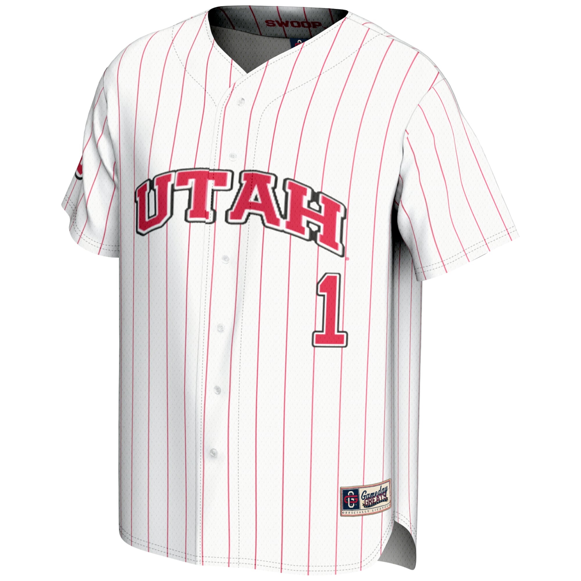 #1 Utah Utes Lightweight Baseball Fashion Jersey White - front view