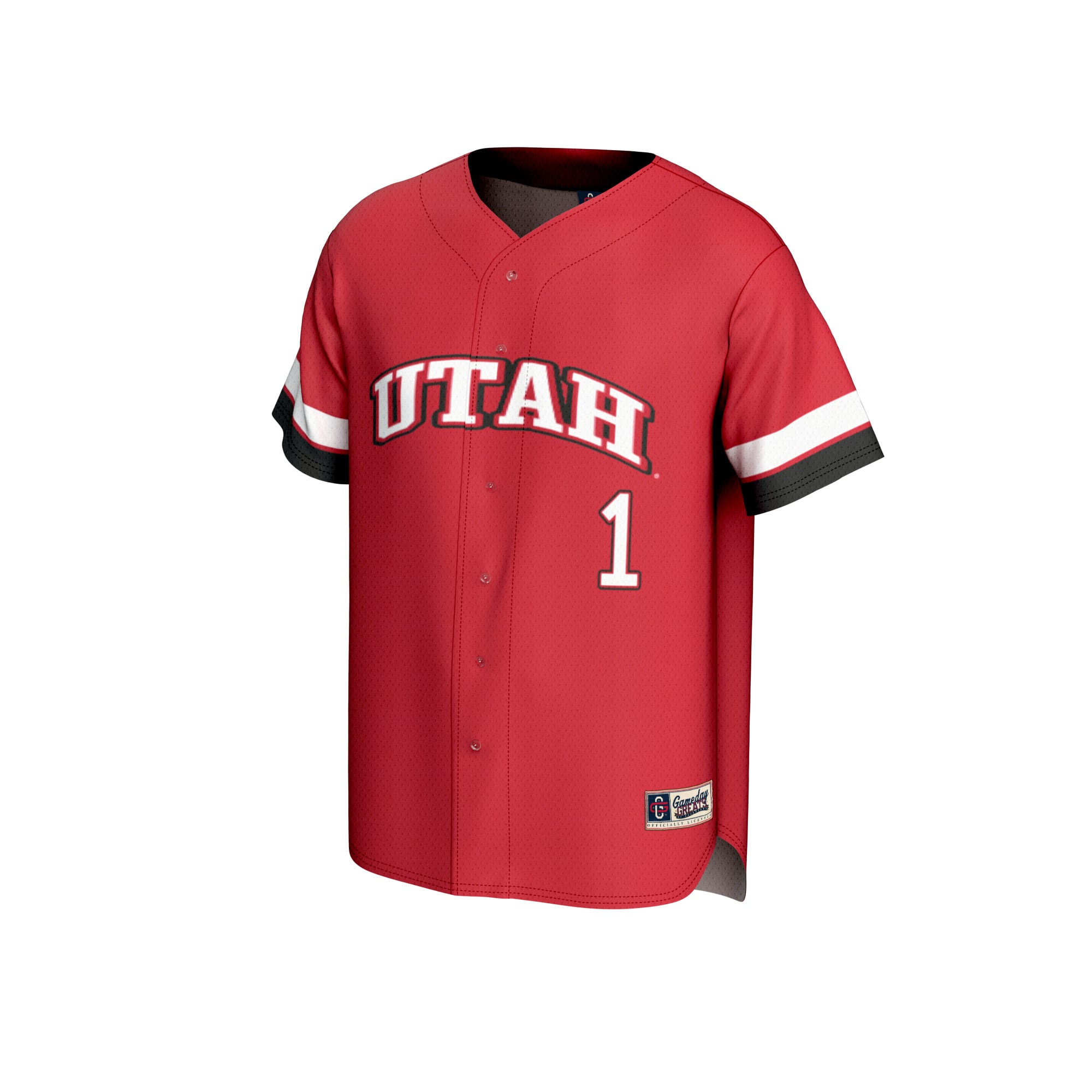 #1 Utah Utes Unisex Lightweight Collegiate Baseball Fashion Jersey Red - front view