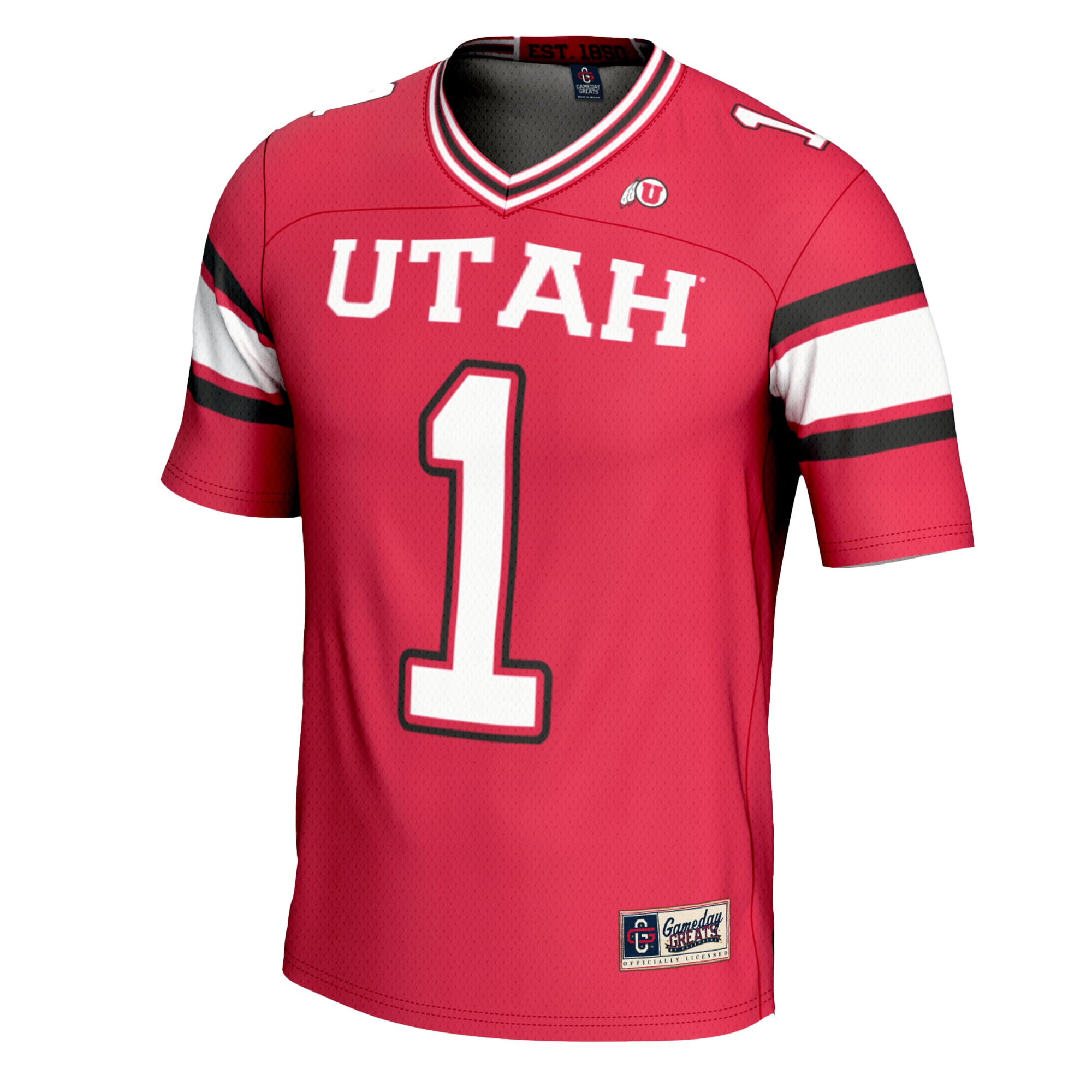 #1 Utah Utes Youth Football Jersey Red - front view