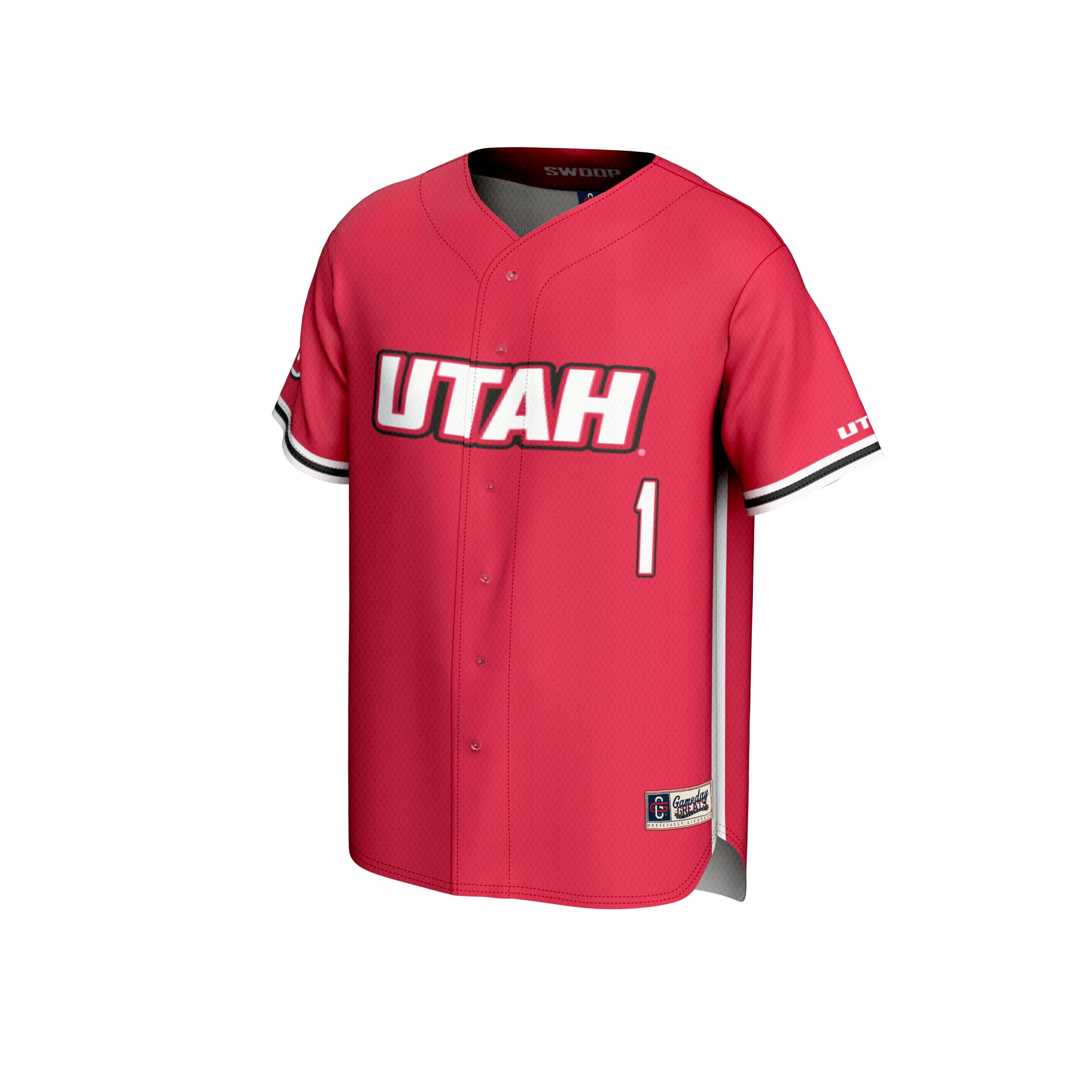 #1 Utah Utes Youth Lightweight Baseball Fashion Jersey Red - front view