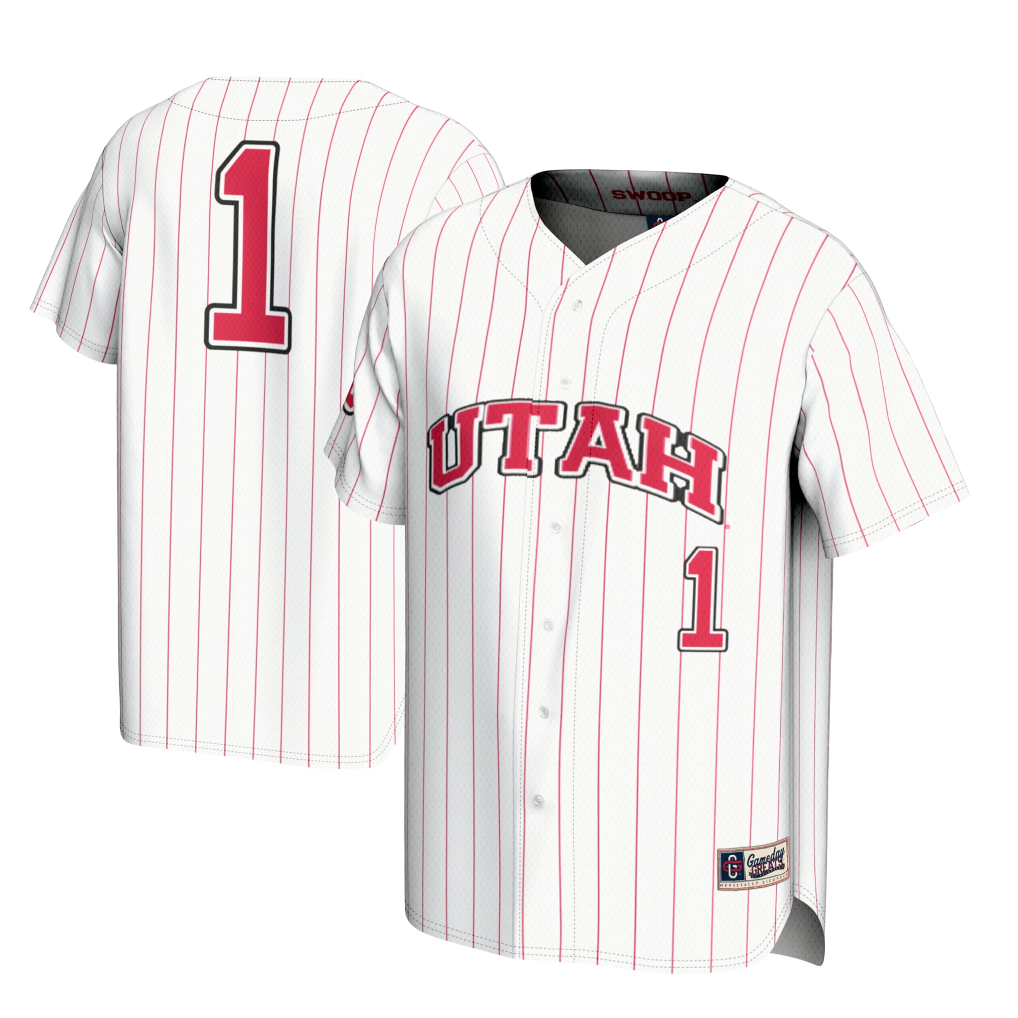 #1 Utah Utes Youth Lightweight Baseball Fashion Jersey White - front and back view