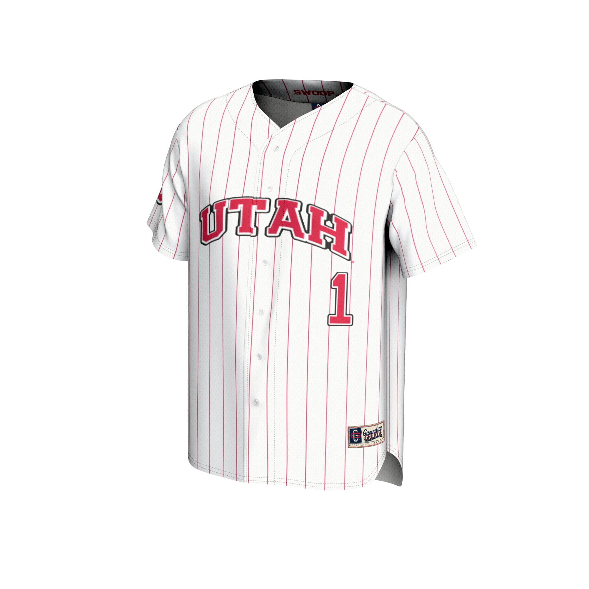 #1 Utah Utes Youth Lightweight Baseball Fashion Jersey White - front view