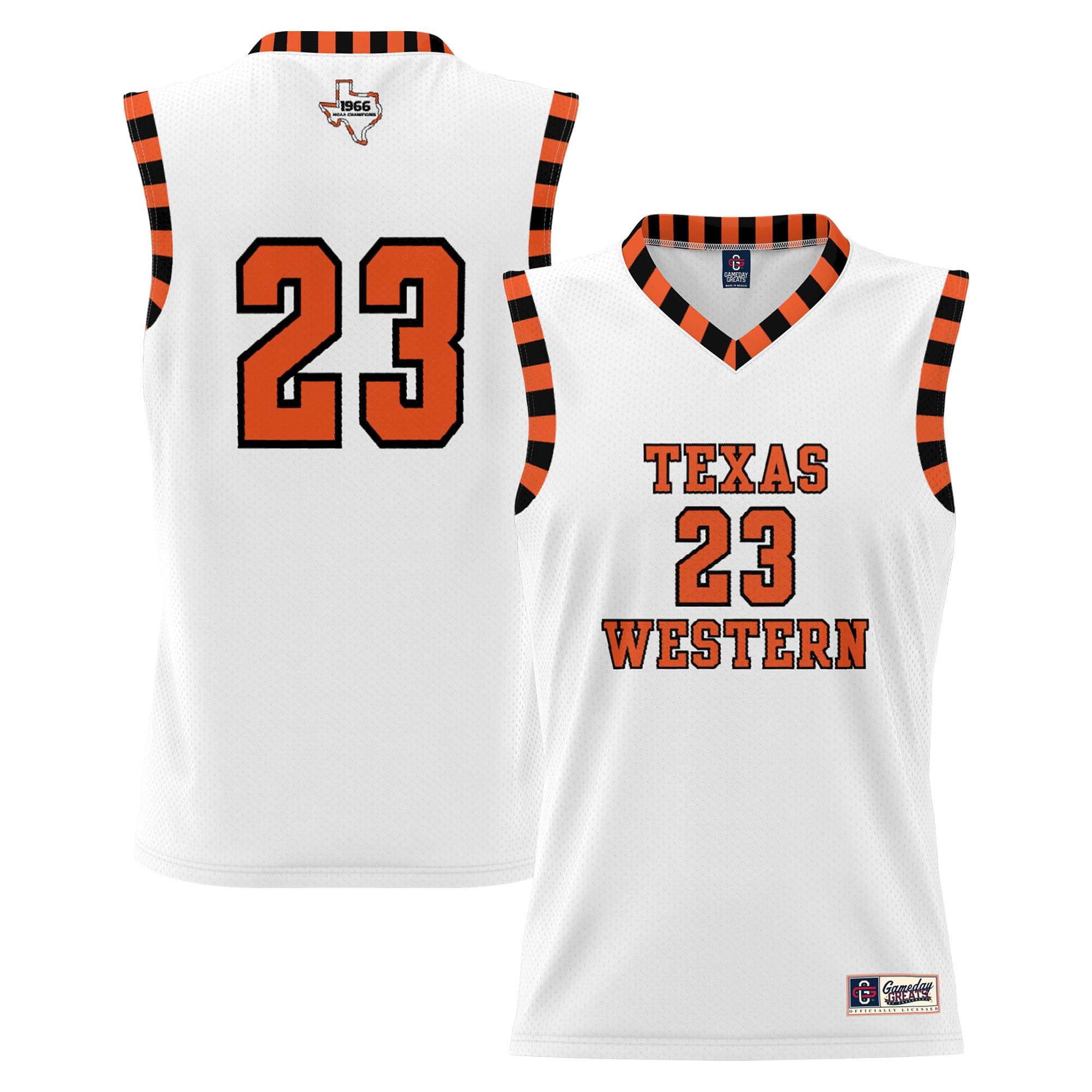UTEP Miners Throwback Basketball Jersey White - front and back view