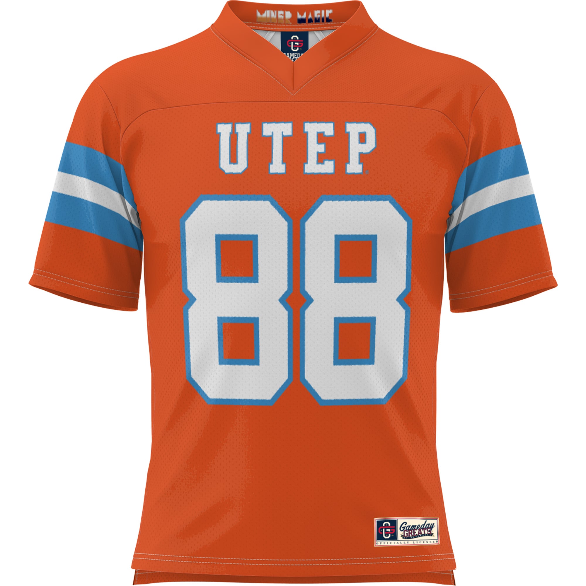 #88 UTEP Miners Youth Throwback Football Jersey Orange - front view