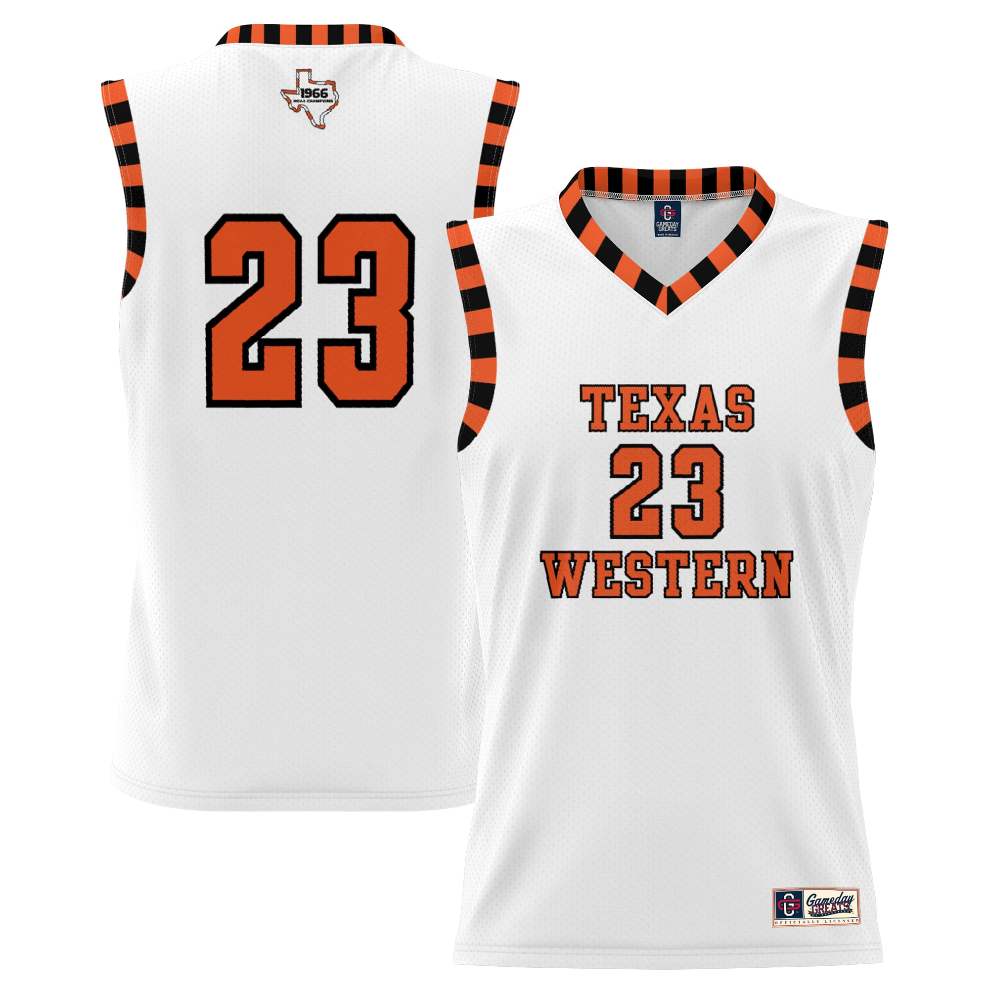 UTEP Miners Youth Throwback Basketball Jersey White - front and back view