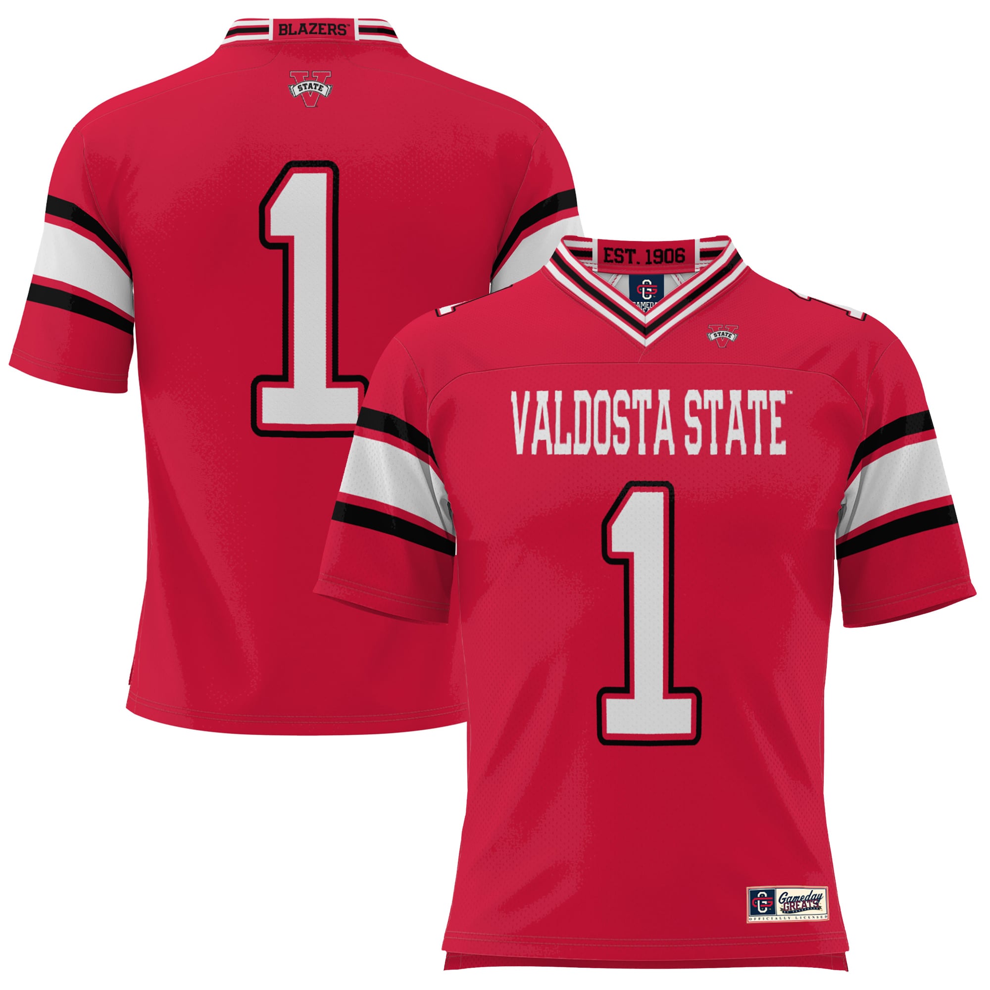 #1 Valdosta State Blazers Endzone Football Jersey Red - front view