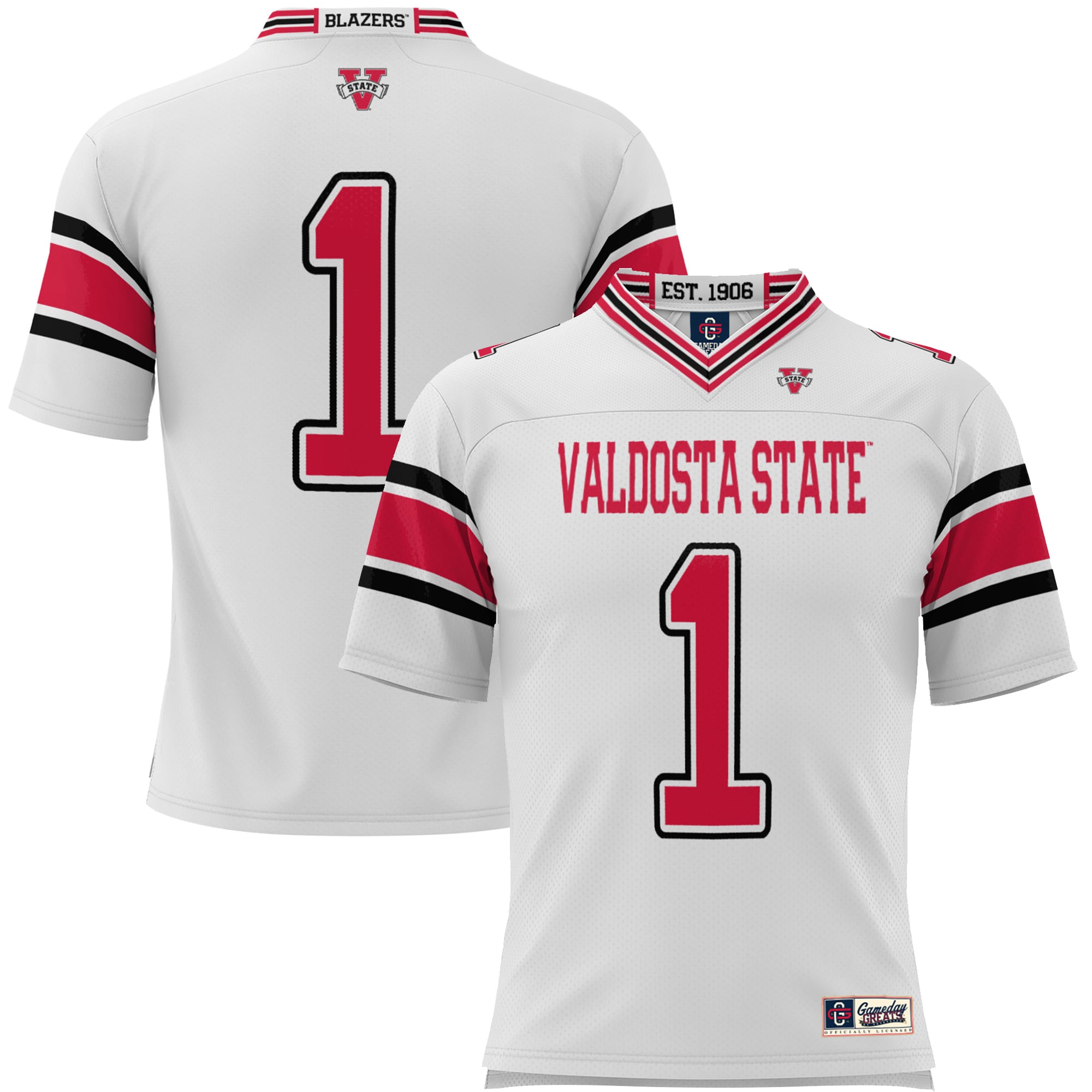 #1 Valdosta State Blazers Youth Endzone Football Jersey White - front view
