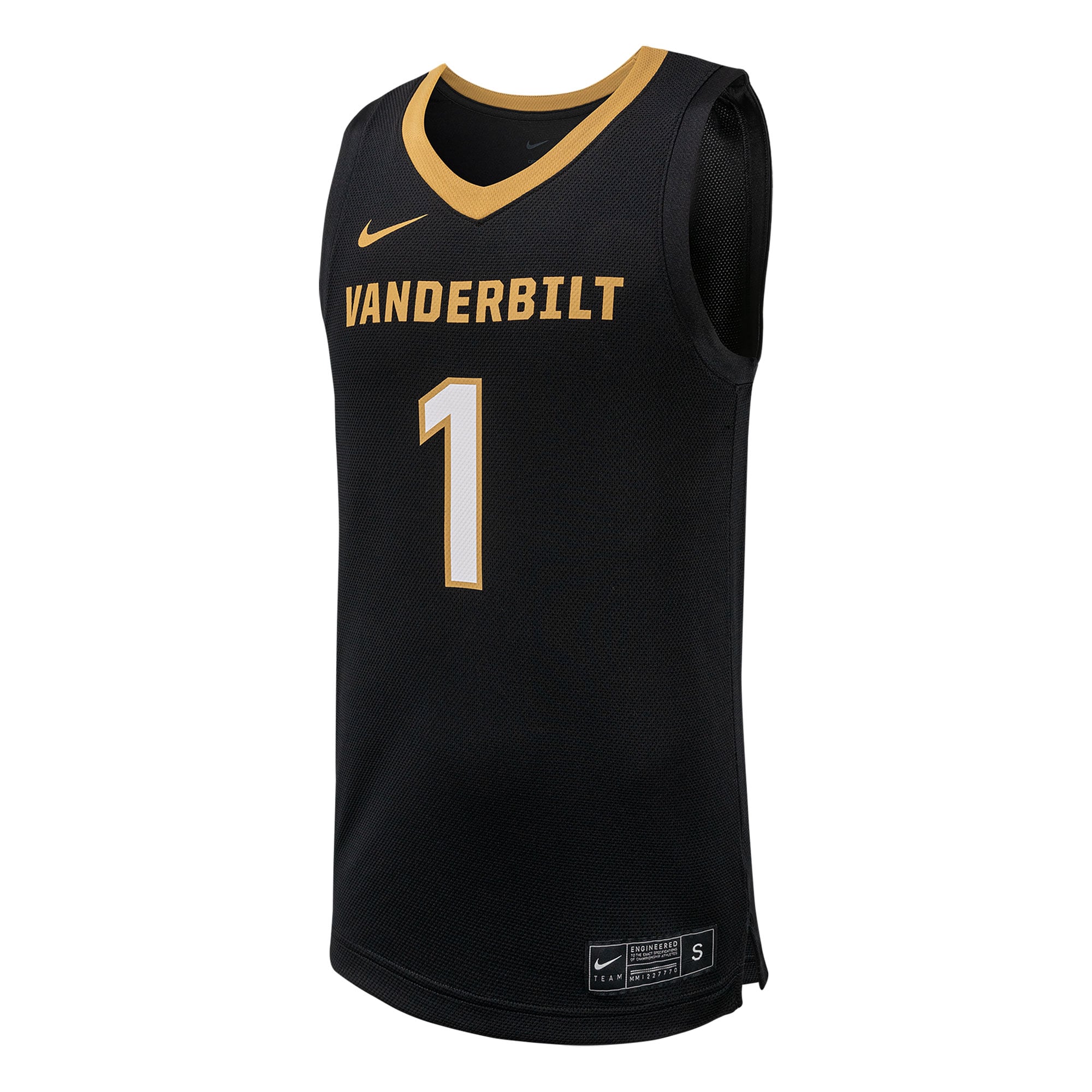 #1 Vanderbilt Commodores Basketball Jersey Black - front view