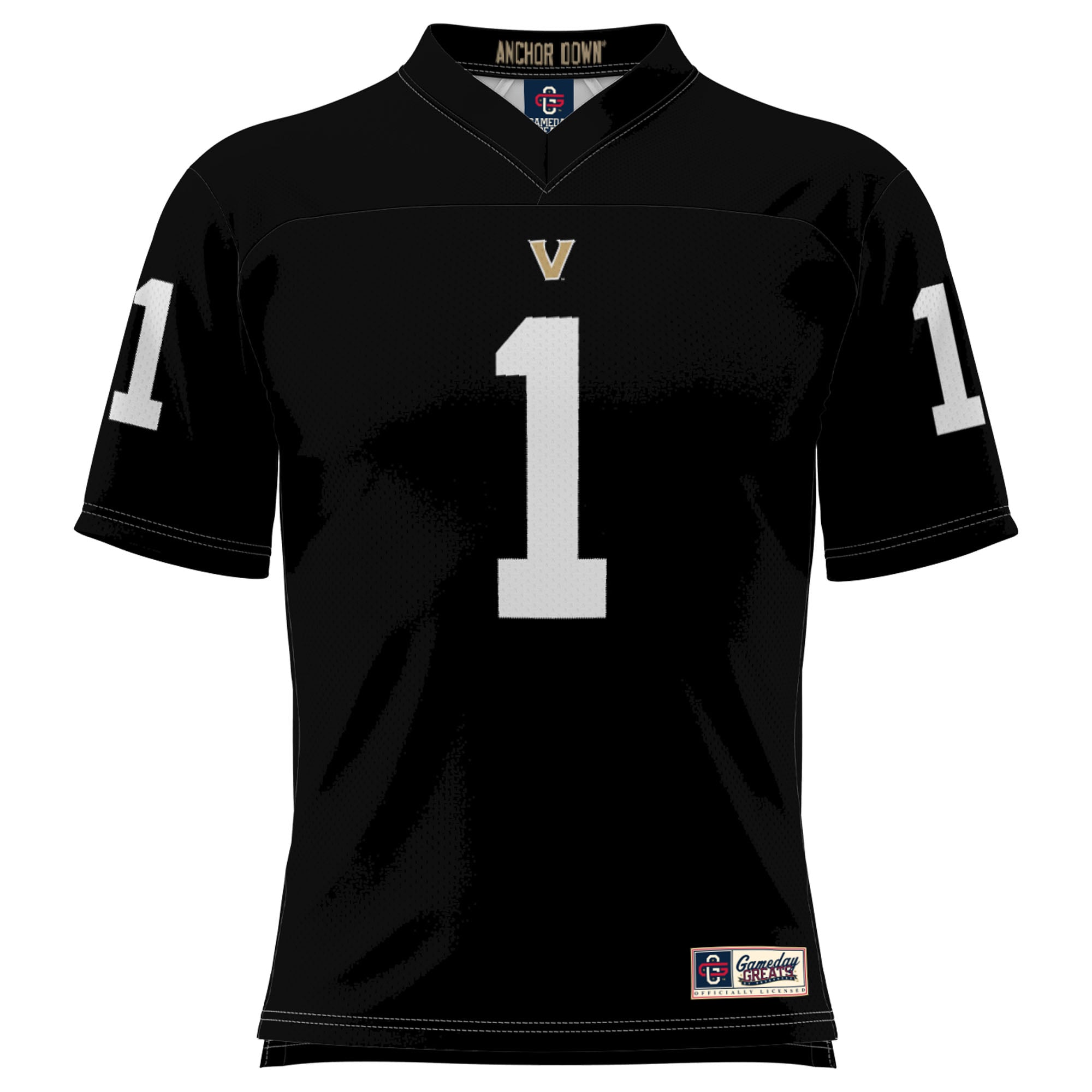#1 Vanderbilt Commodores Football Jersey Black - front view