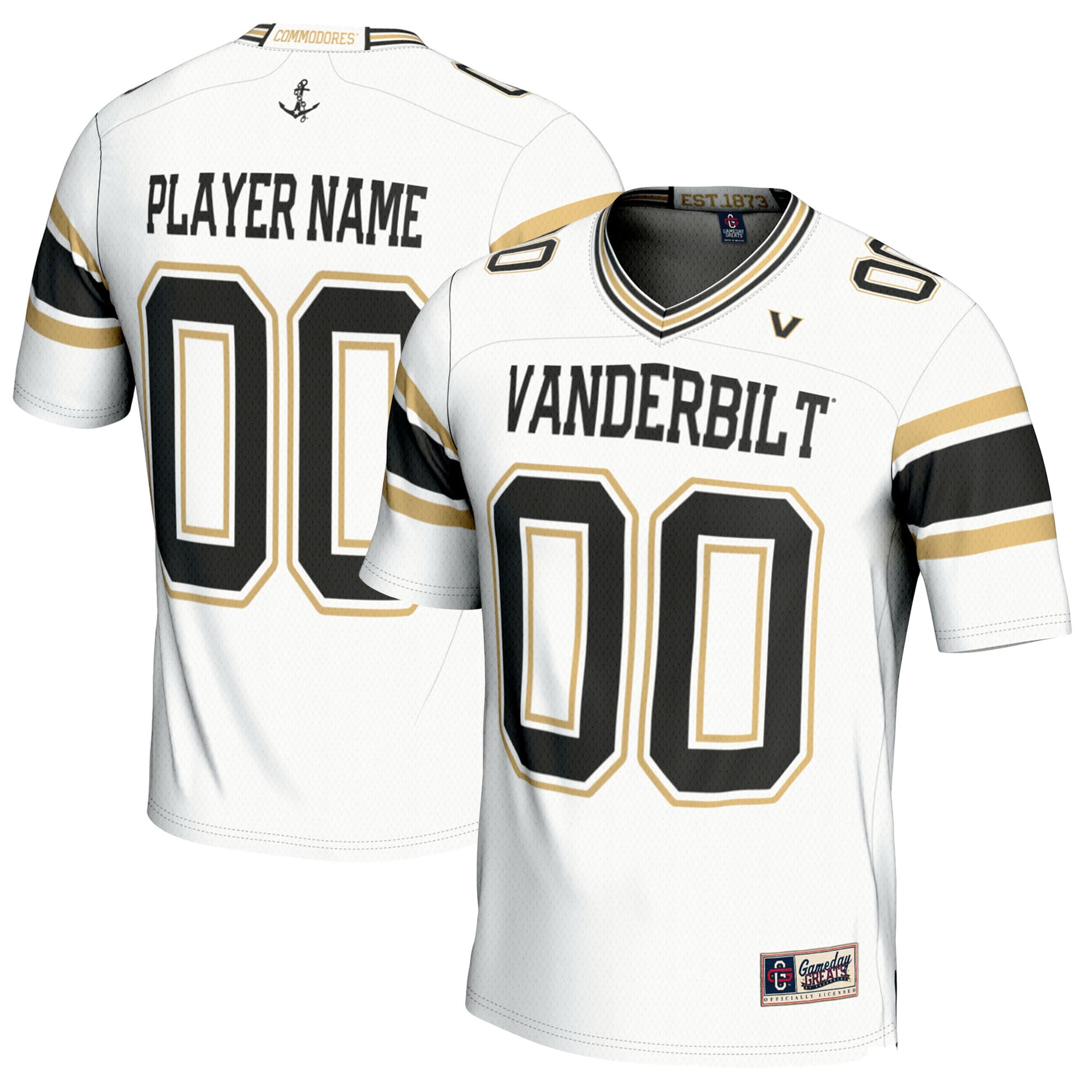 Vanderbilt Commodores Football Jersey White - front and back view