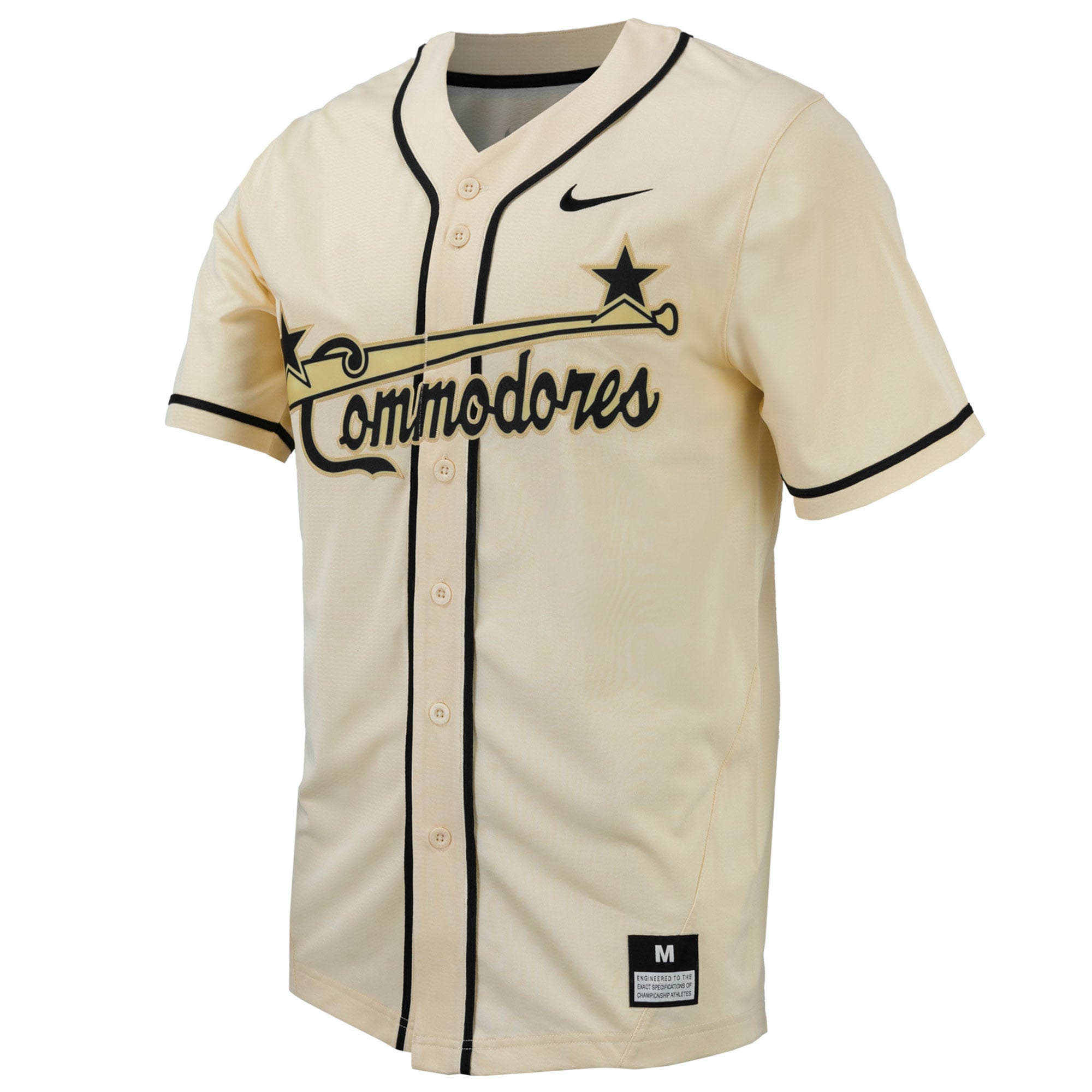 Vanderbilt Commodores Full-Button Baseball Jersey Natural - front view