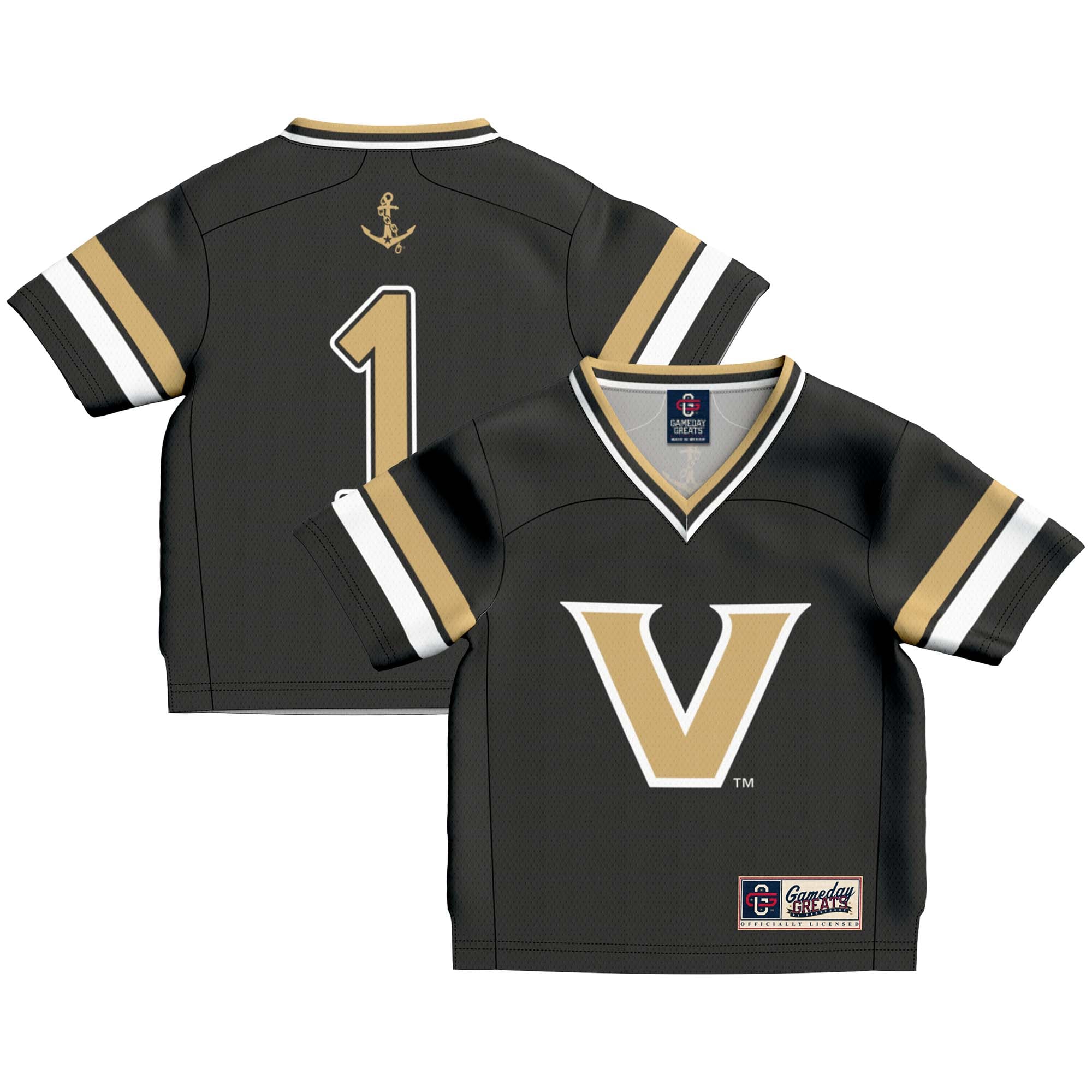 #1 Vanderbilt Commodores Infant Lightweight Collegiate Football Fashion - front and back view