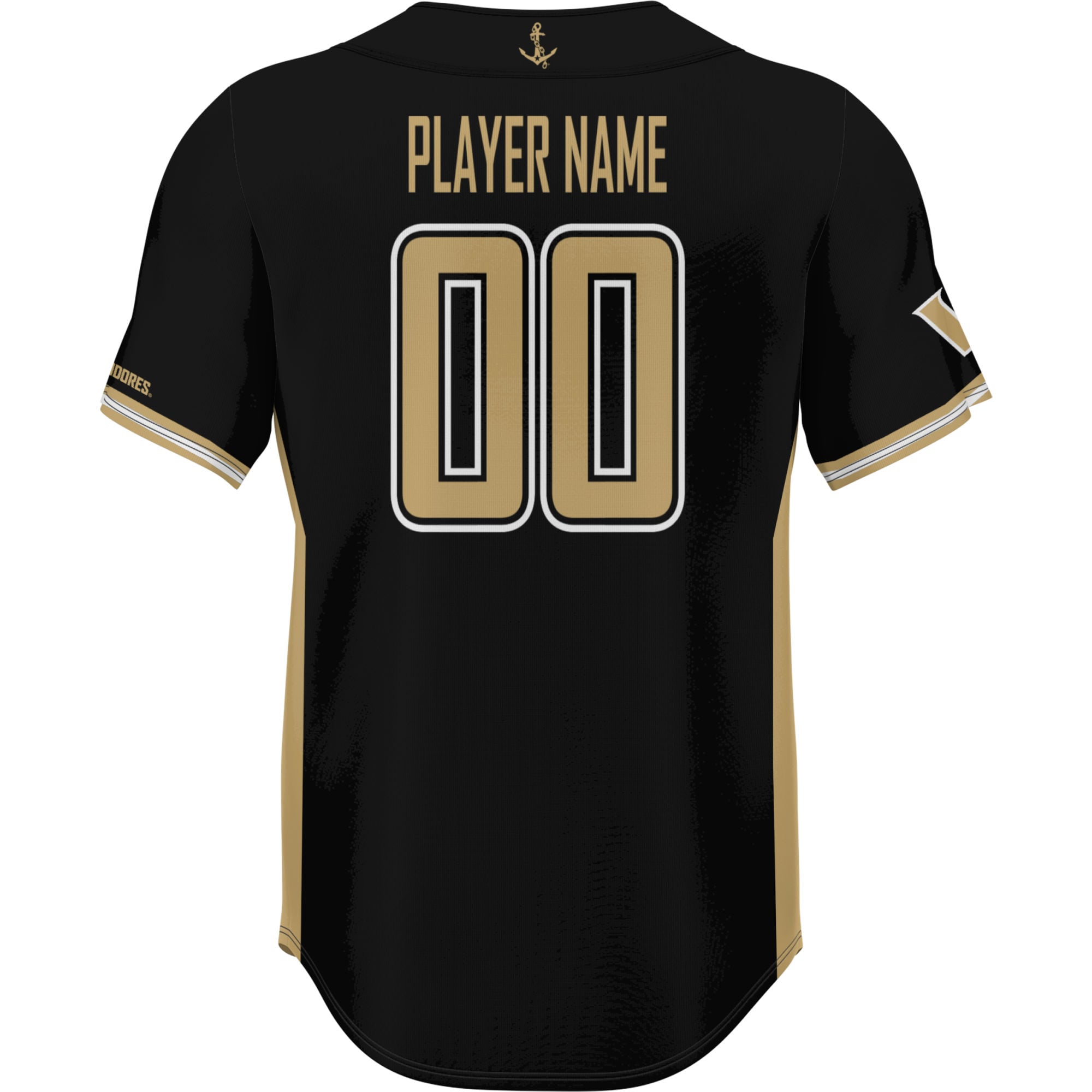 Vanderbilt Commodores Lightweight Baseball Jersey Black - back view