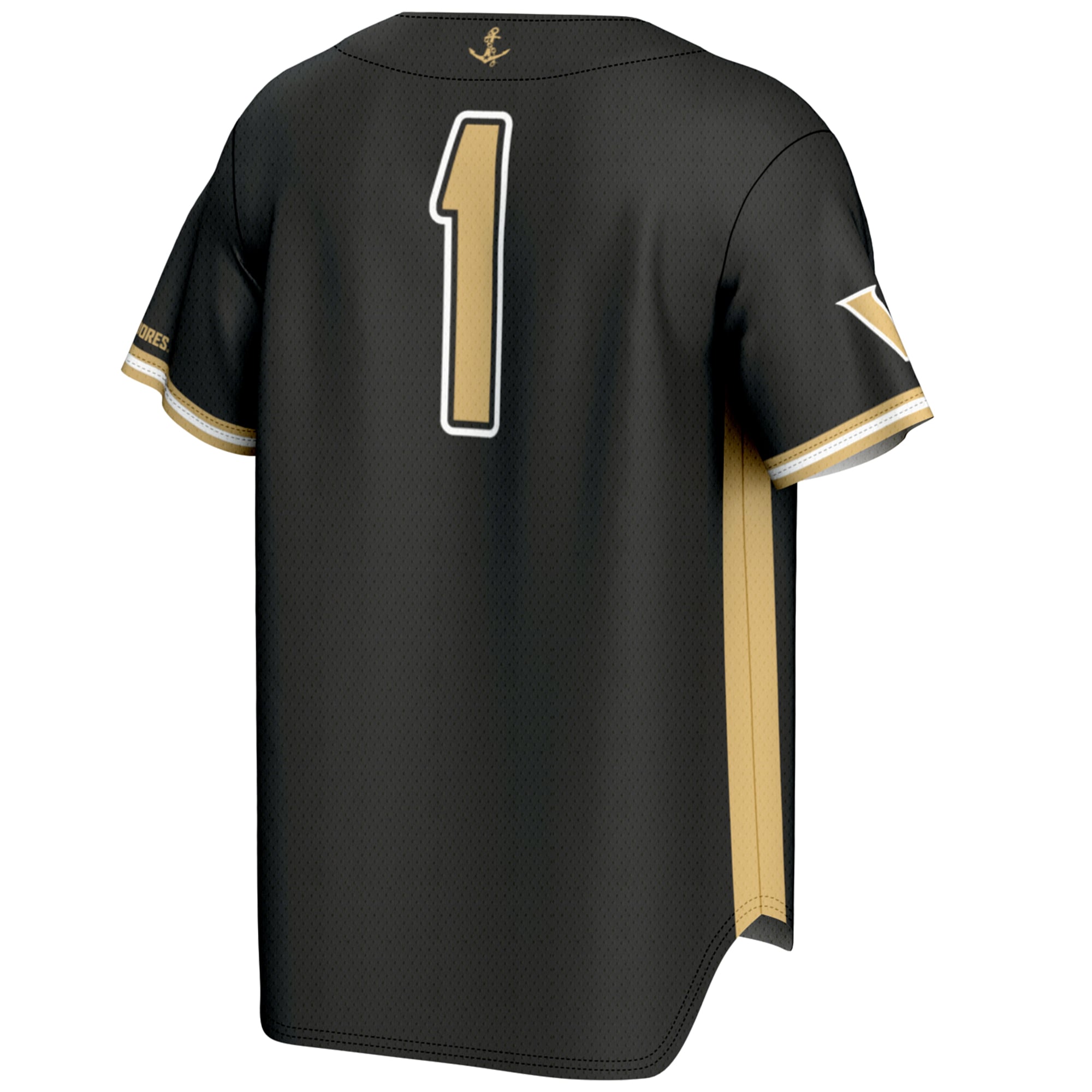 #1 Vanderbilt Commodores Lightweight Baseball Jersey Black - back view